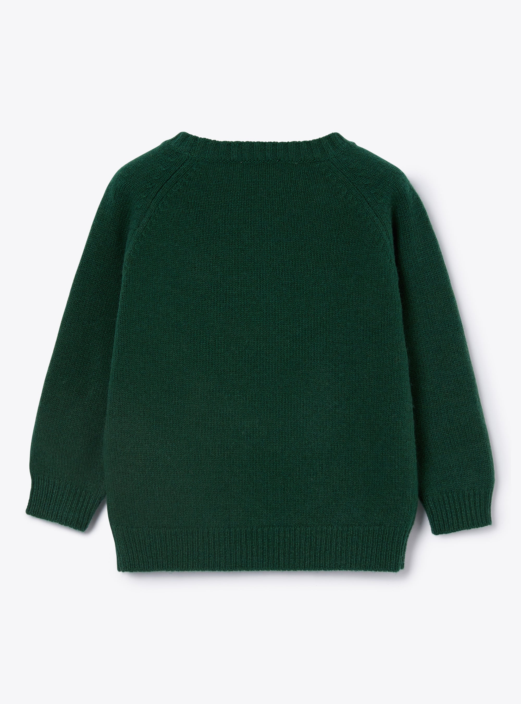 Maglione in lana verde con orsetto - Verde | Il Gufo