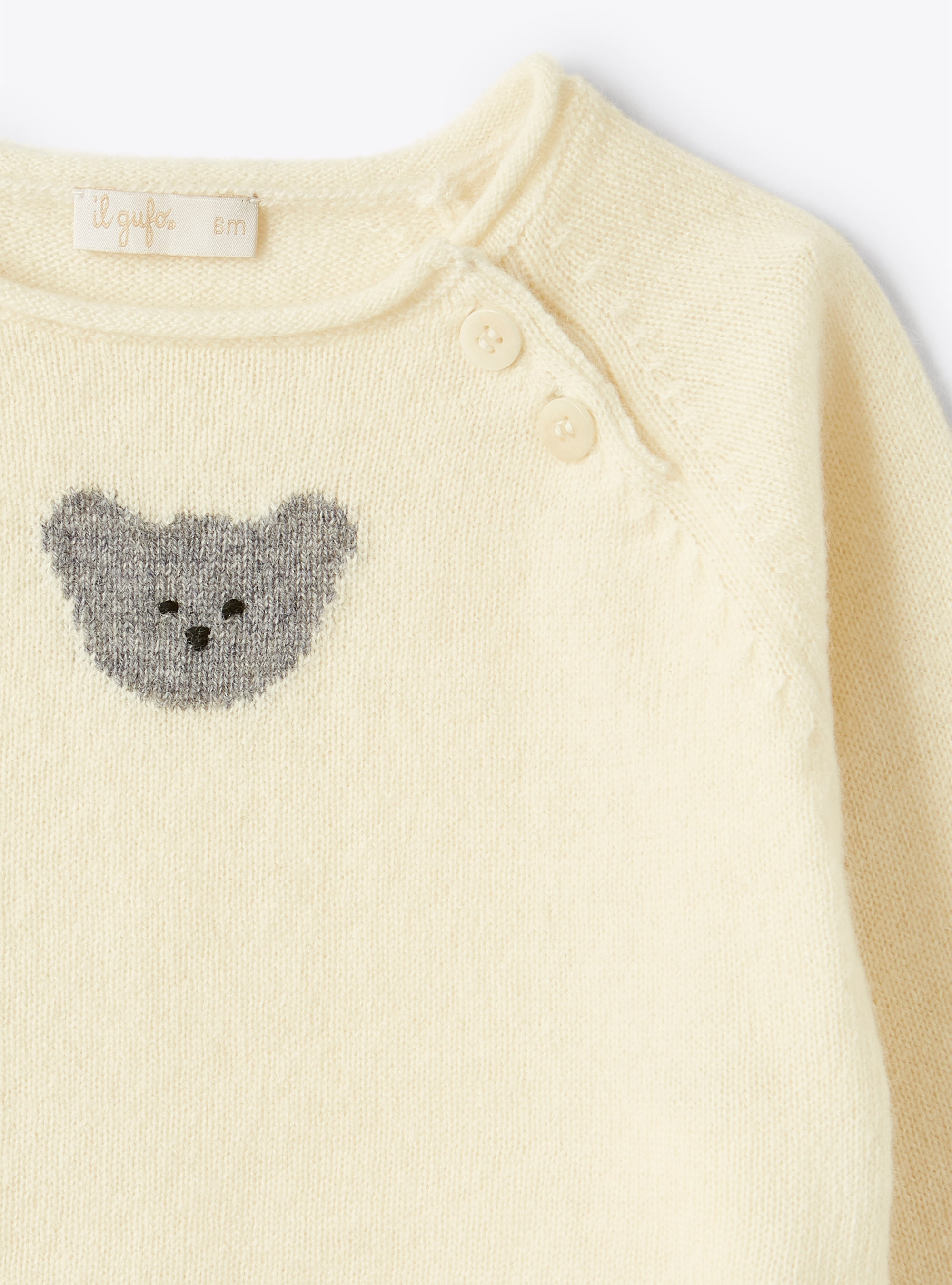 Bear motif cashmere sweater - White | Il Gufo