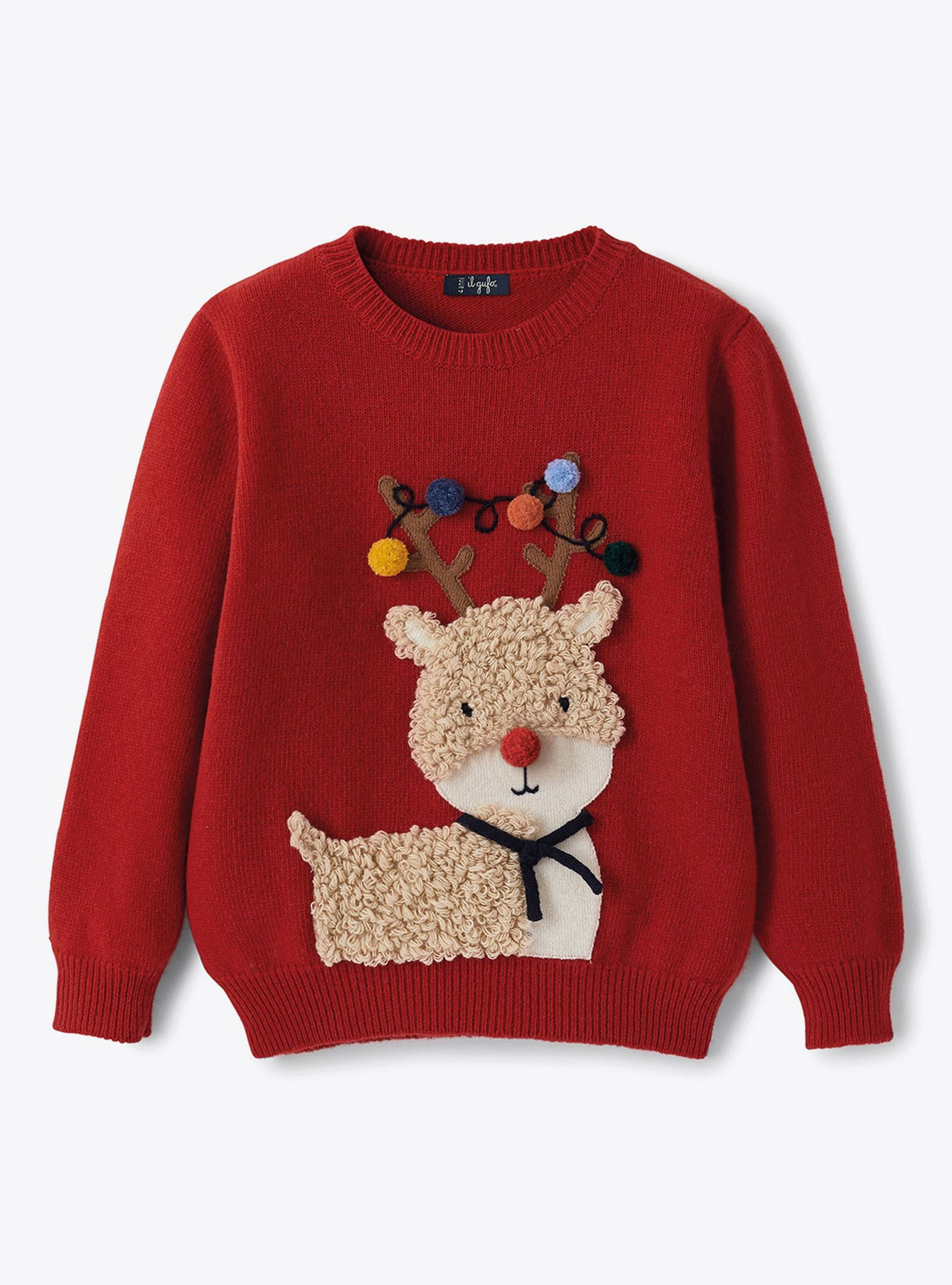 Reindeer and pompom Christmas sweater - Sweaters - Il Gufo