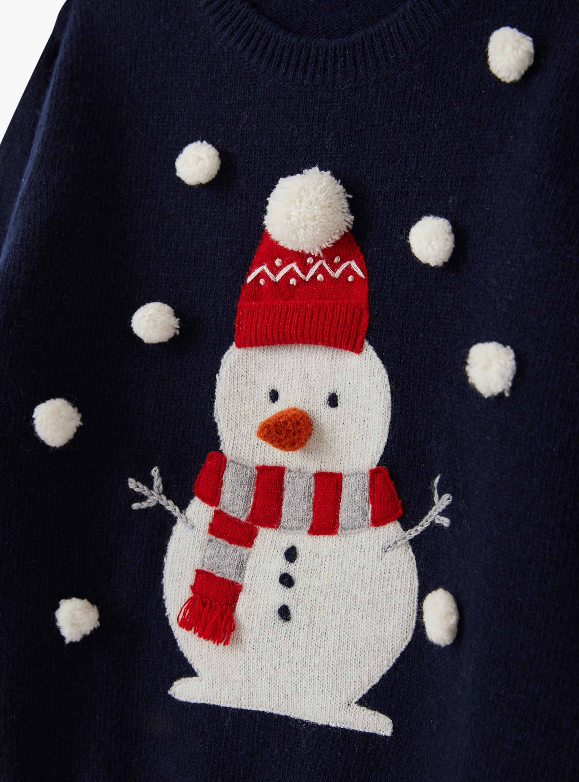 Pull de Noël avec bonhomme de neige - Bleu | Il Gufo