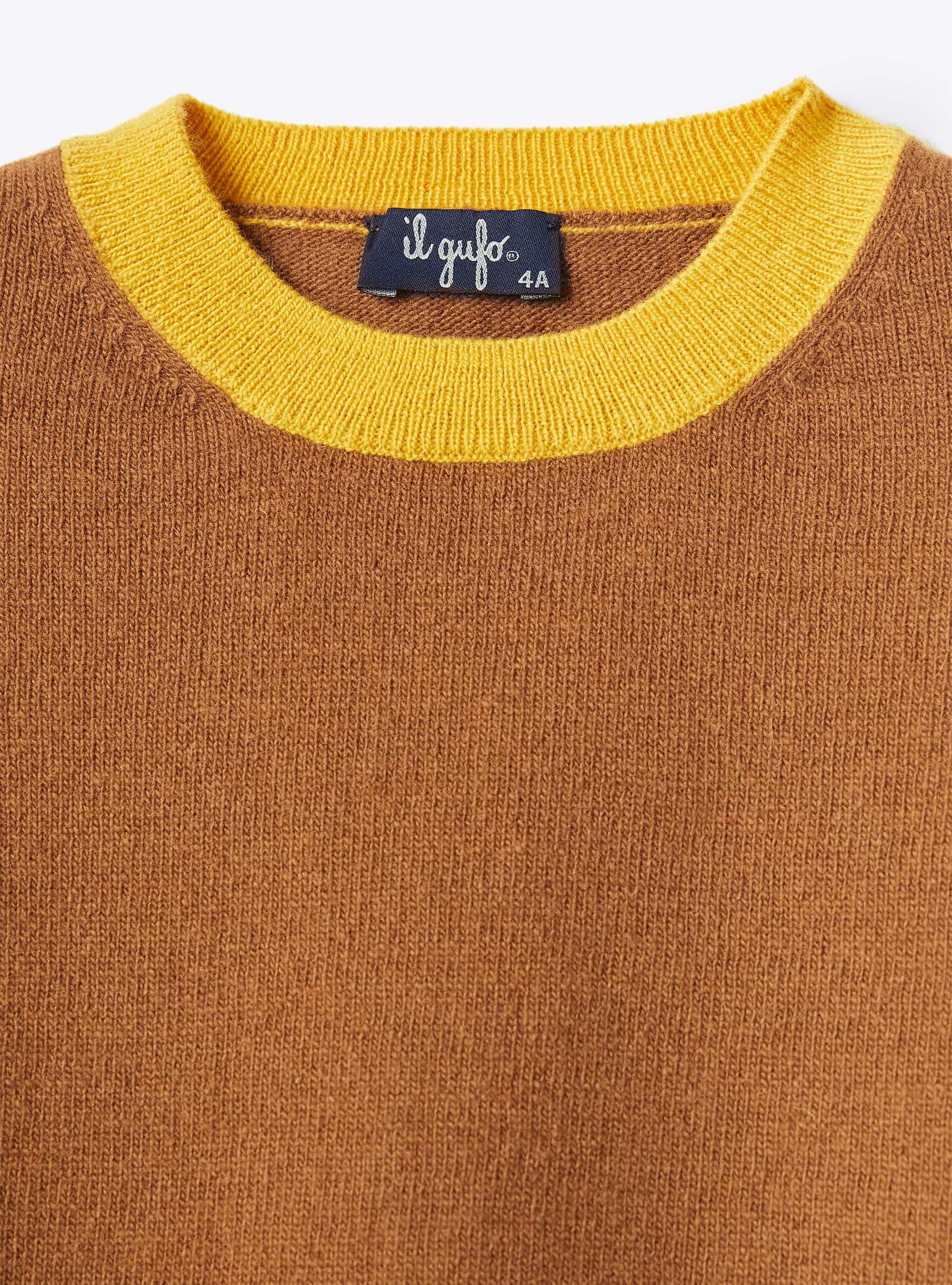 Colour-Block-Pullover aus Merinowolle - Braun | Il Gufo