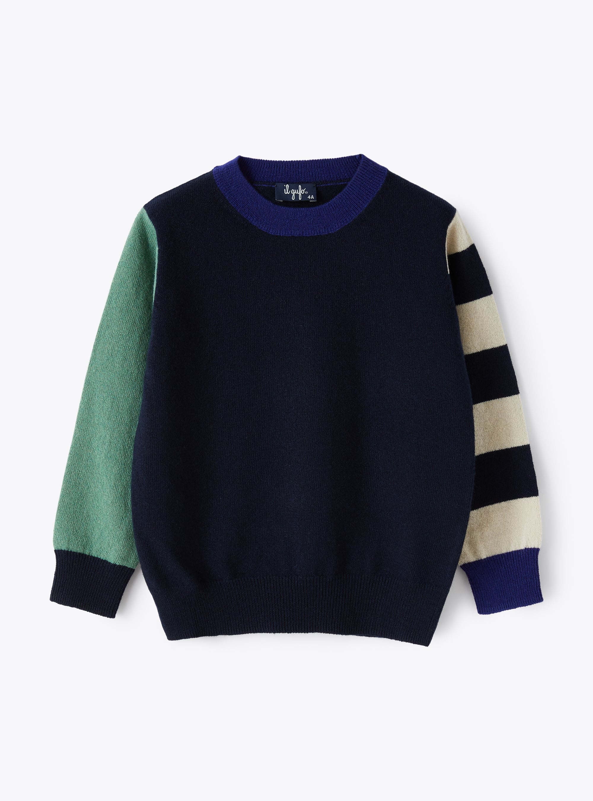 Maglione color-block in lana merino - Maglie - Il Gufo