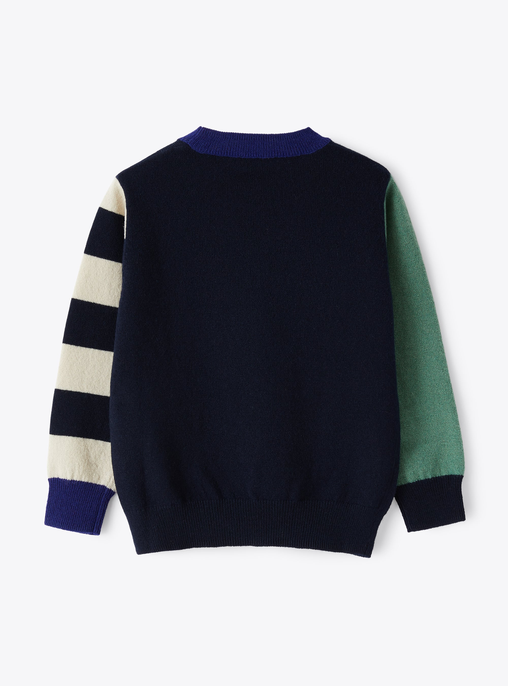 Colour-block merino wool sweater - Blue | Il Gufo