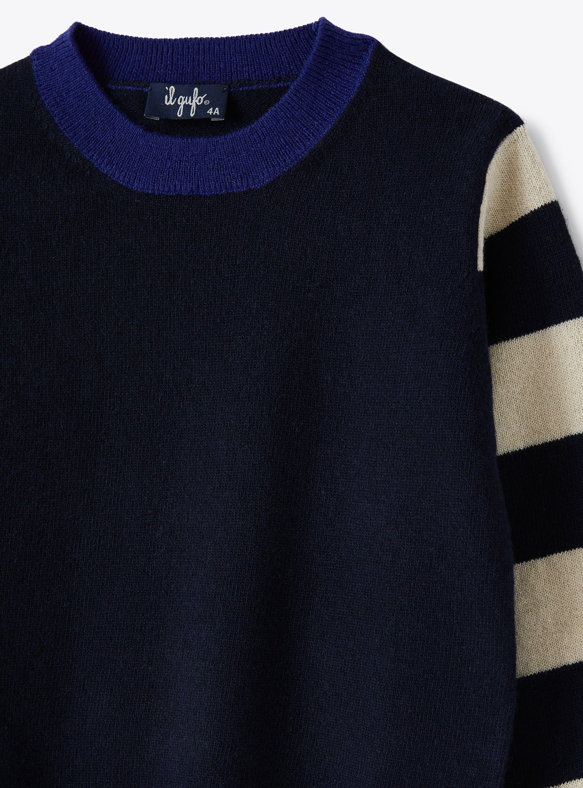 Colour-block merino wool sweater - Blue | Il Gufo