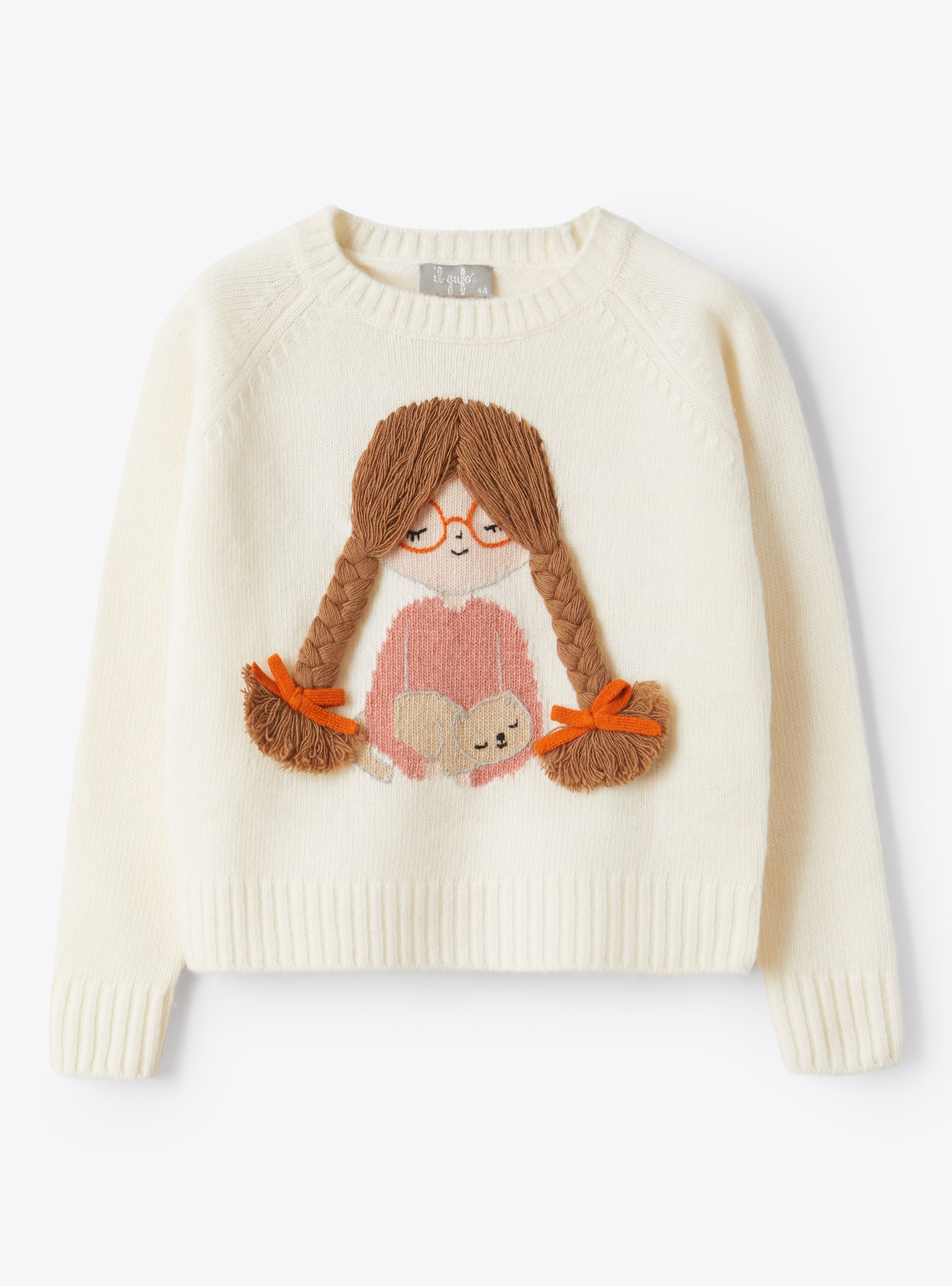 Wollpullover mit aufgesticktem Mädchen - Pullover - Il Gufo