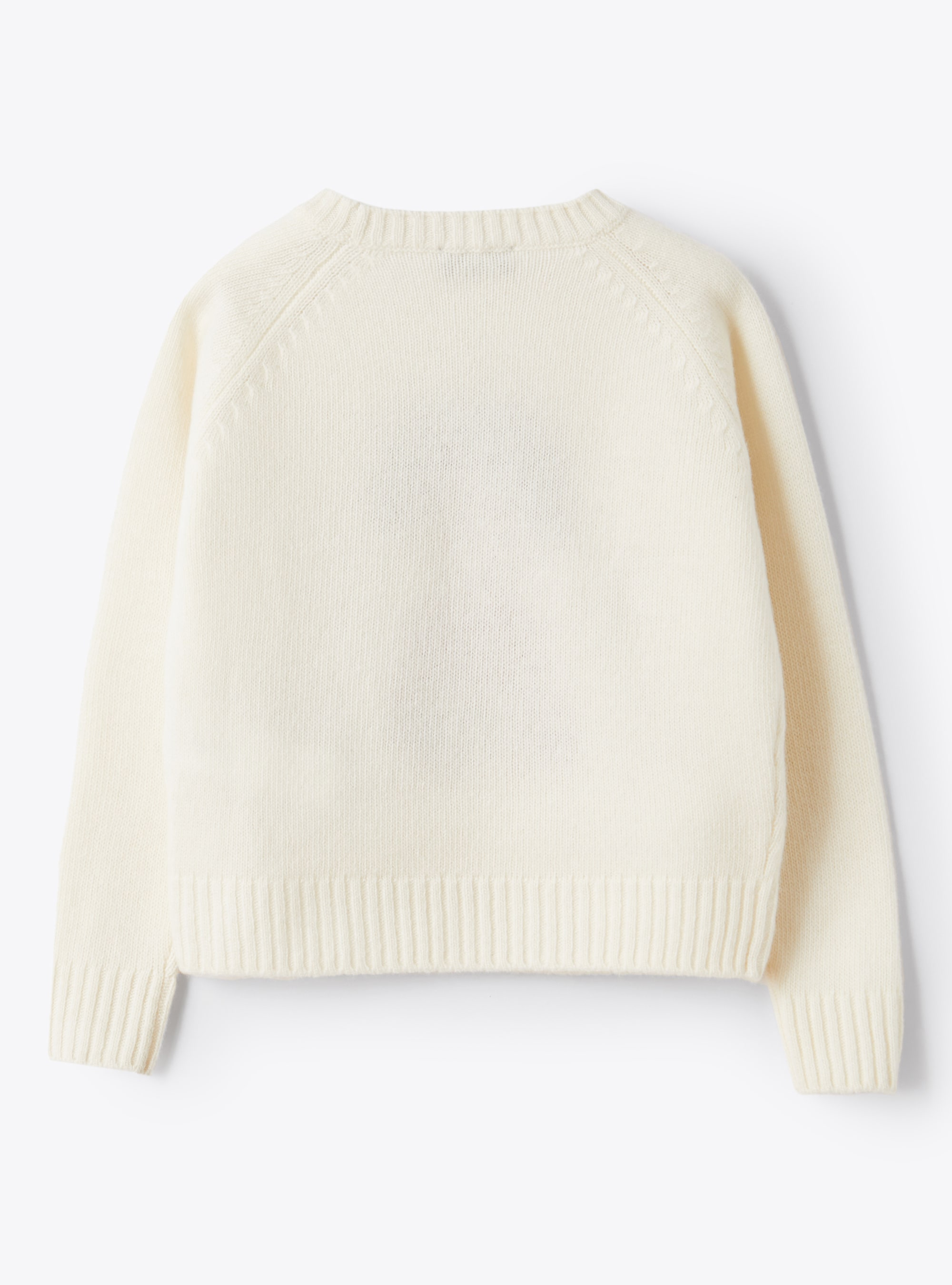 Girls' embroidery wool sweater - White | Il Gufo