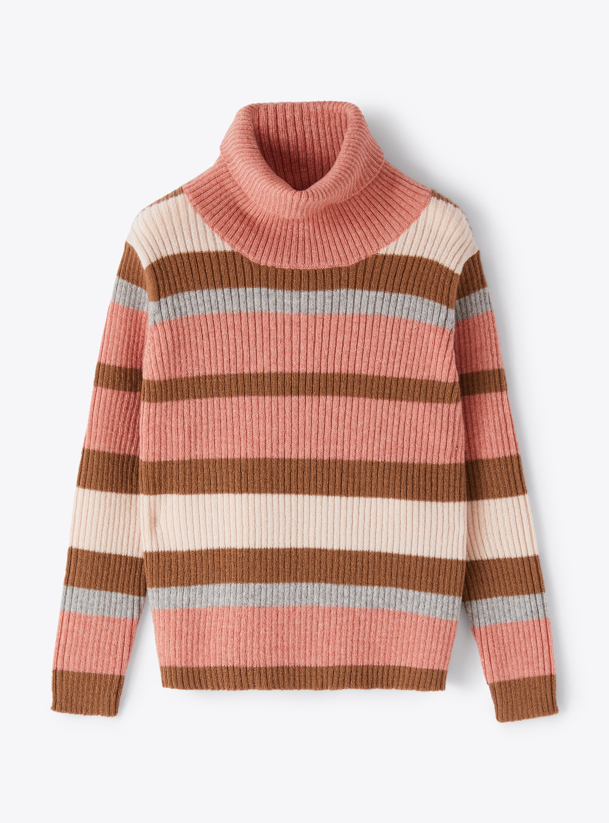 Multicolour stripe turtleneck sweater - Pink | Il Gufo