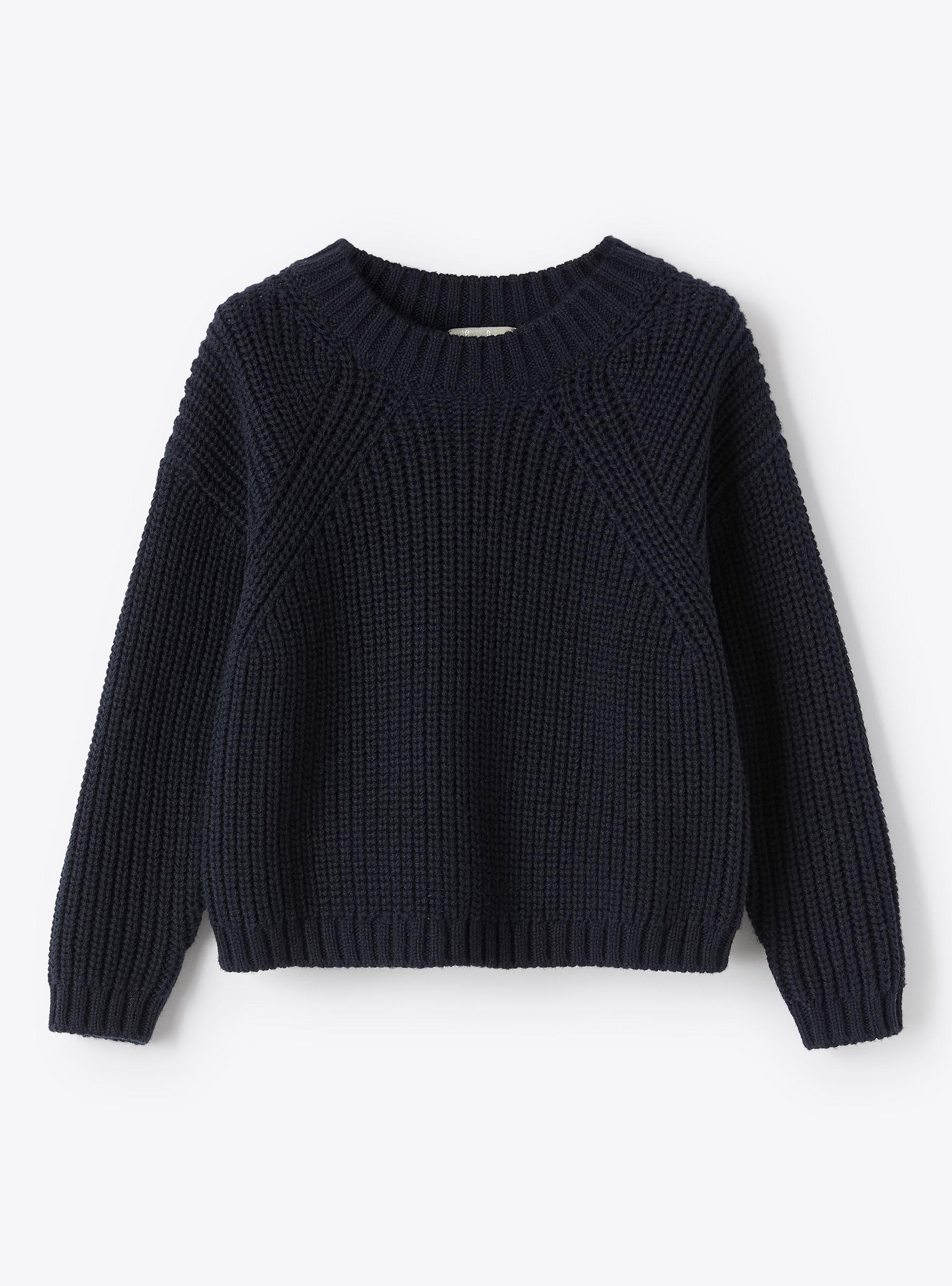 Fisherman's rib organic cotton sweater - Blue | Il Gufo
