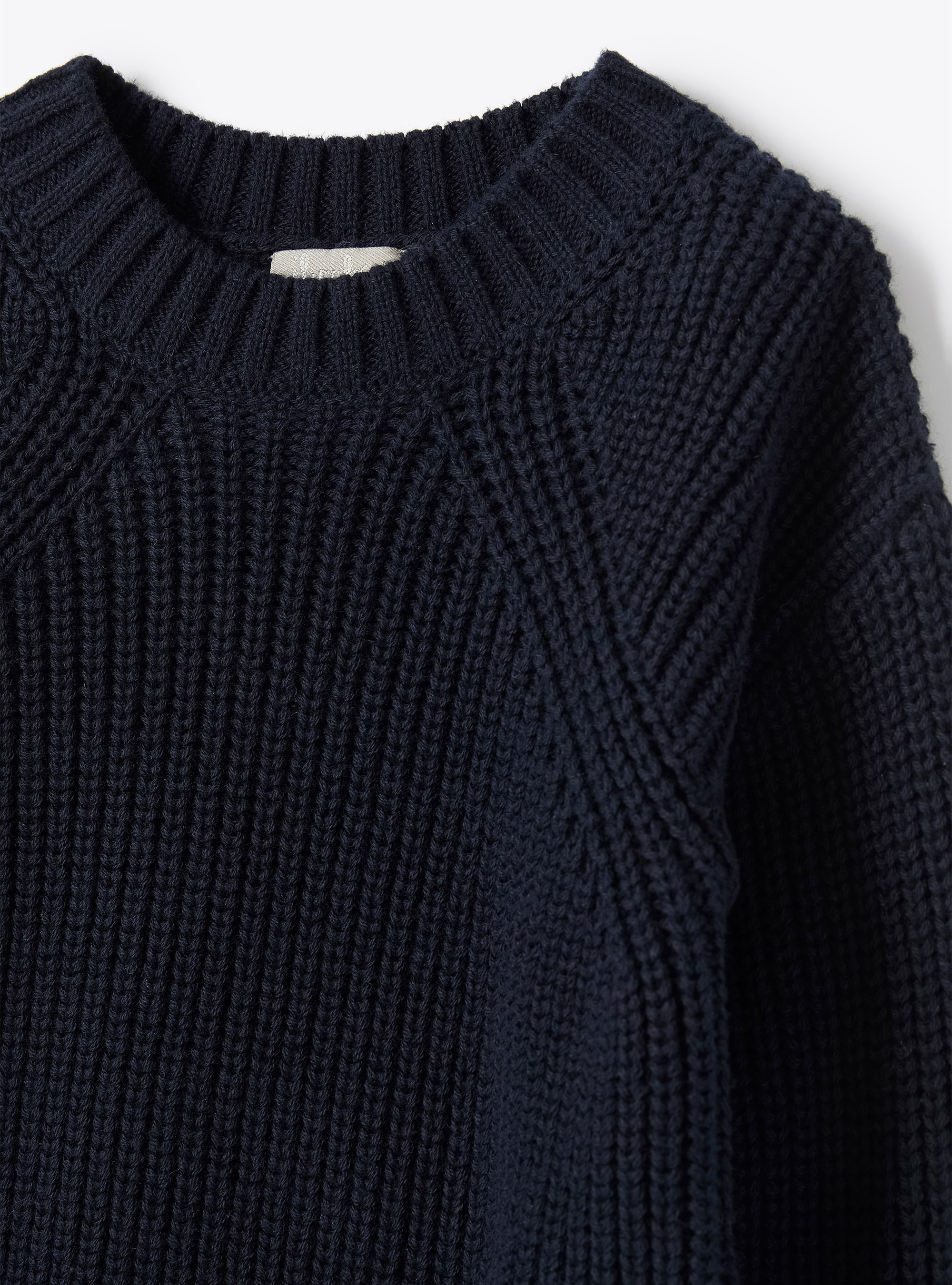 Fisherman's rib organic cotton sweater - Blue | Il Gufo