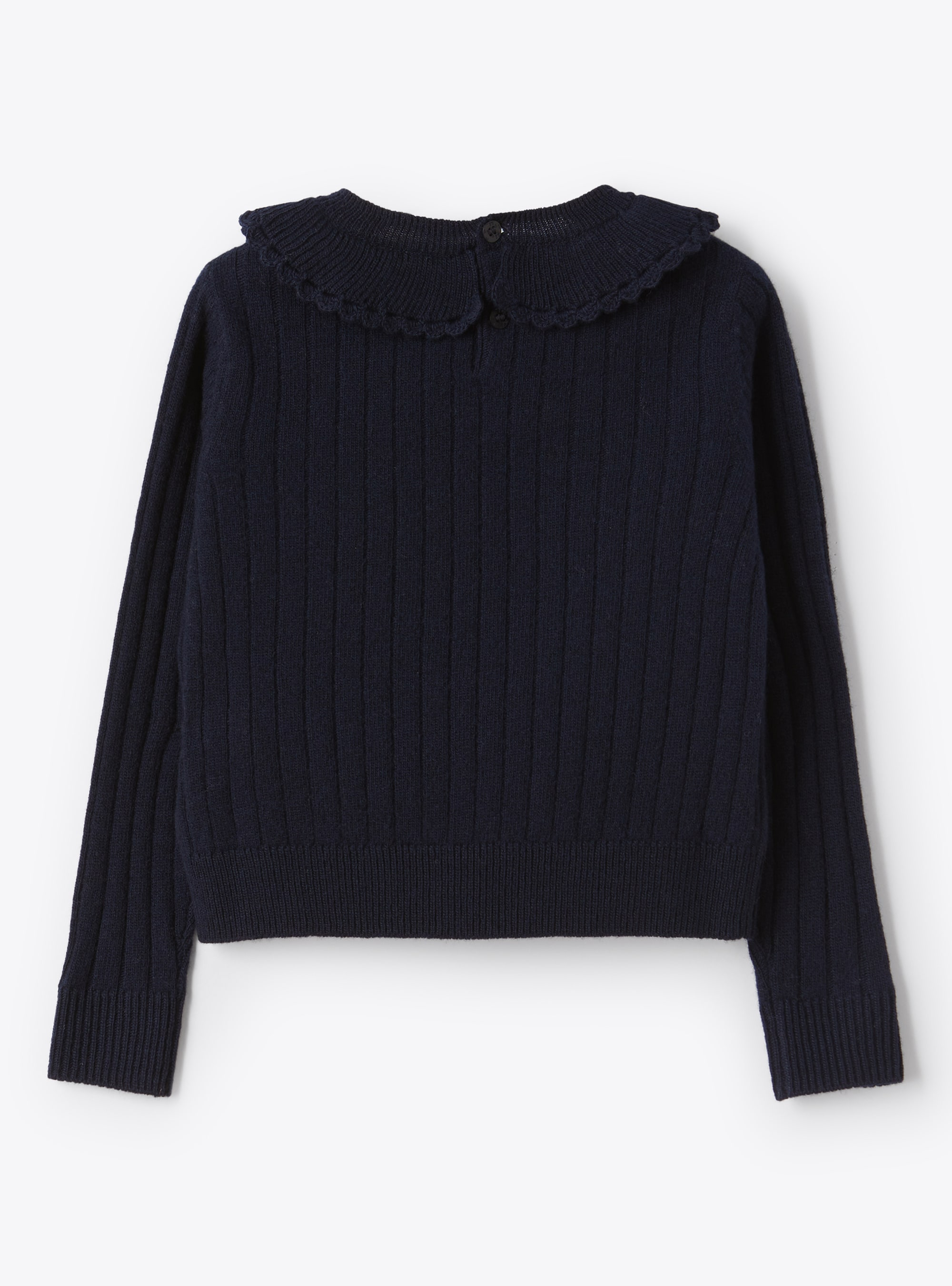 Scallop trim ruffle collar sweater - Blue | Il Gufo