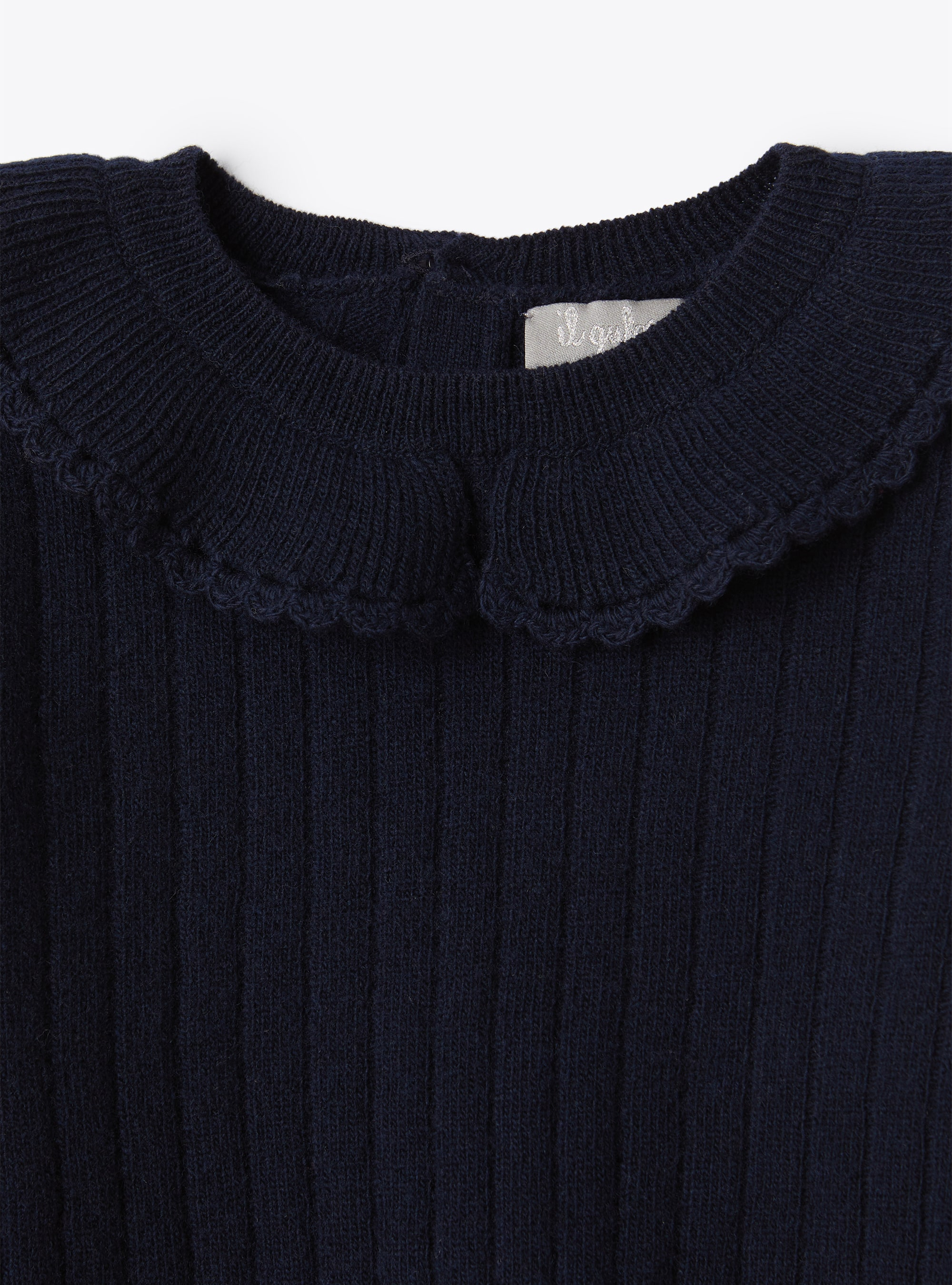 Scallop trim ruffle collar sweater - Blue | Il Gufo
