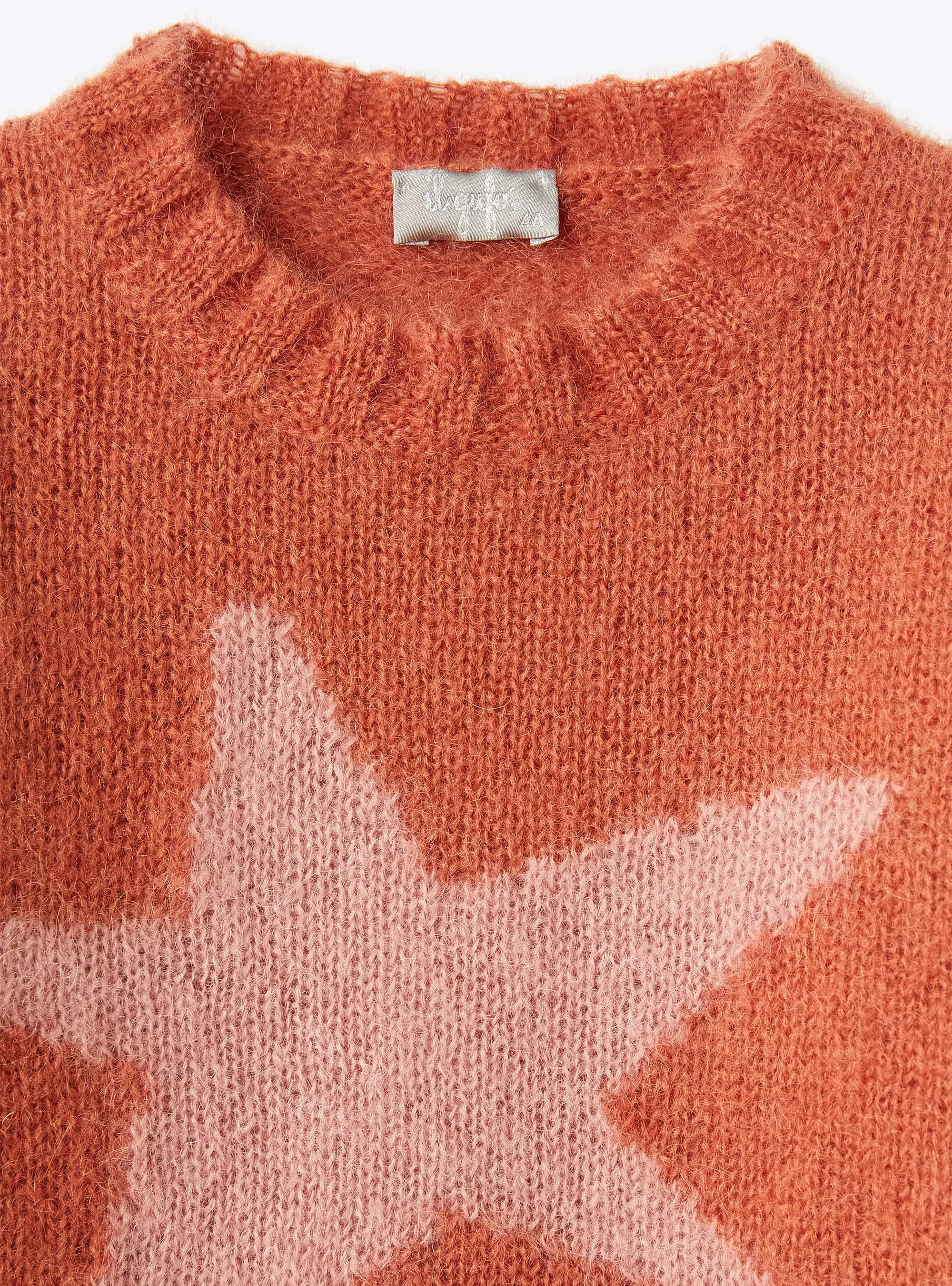 Star motif mohair sweater - Orange | Il Gufo