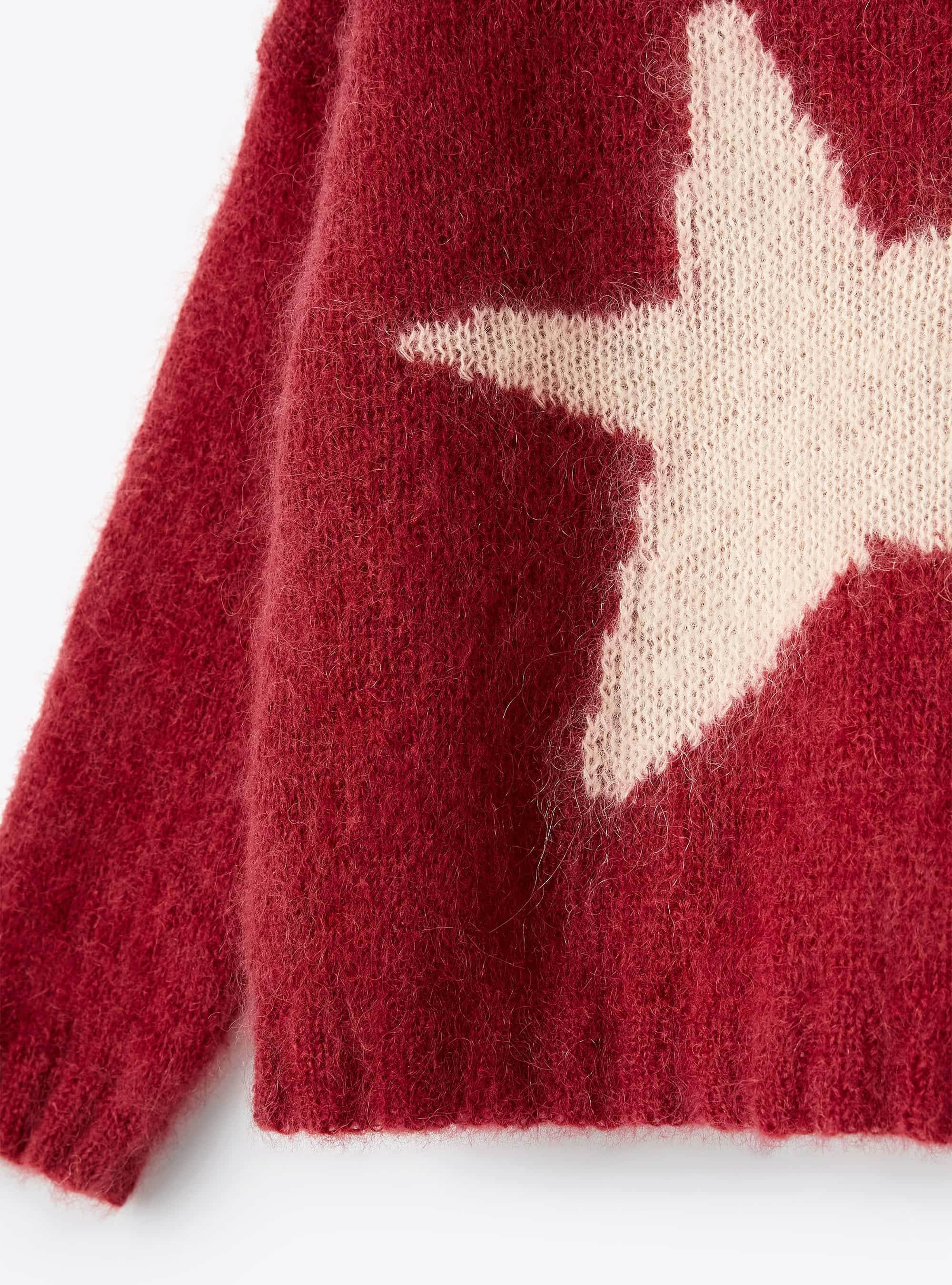 Star motif mohair sweater - Burgundy | Il Gufo