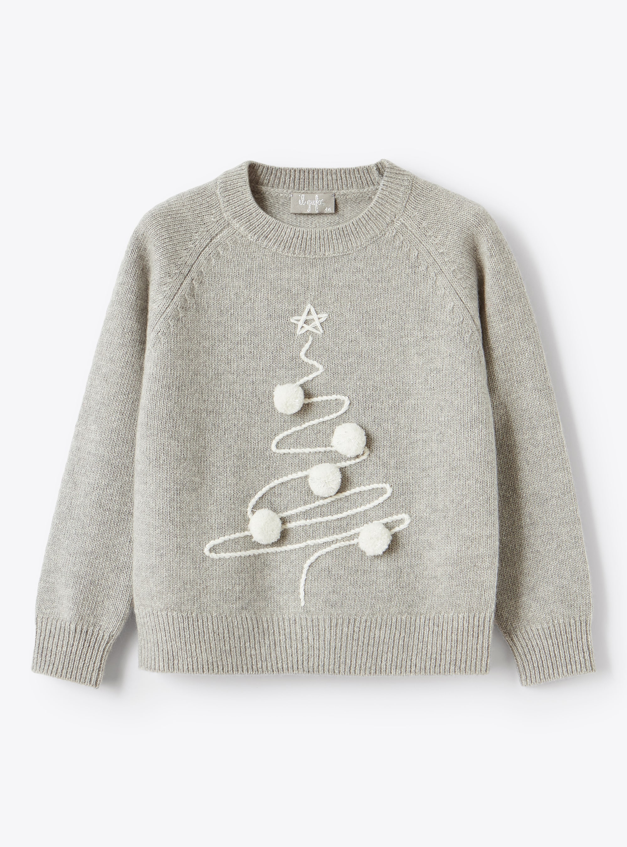 Christmas tree embroidery sweater - Grey | Il Gufo
