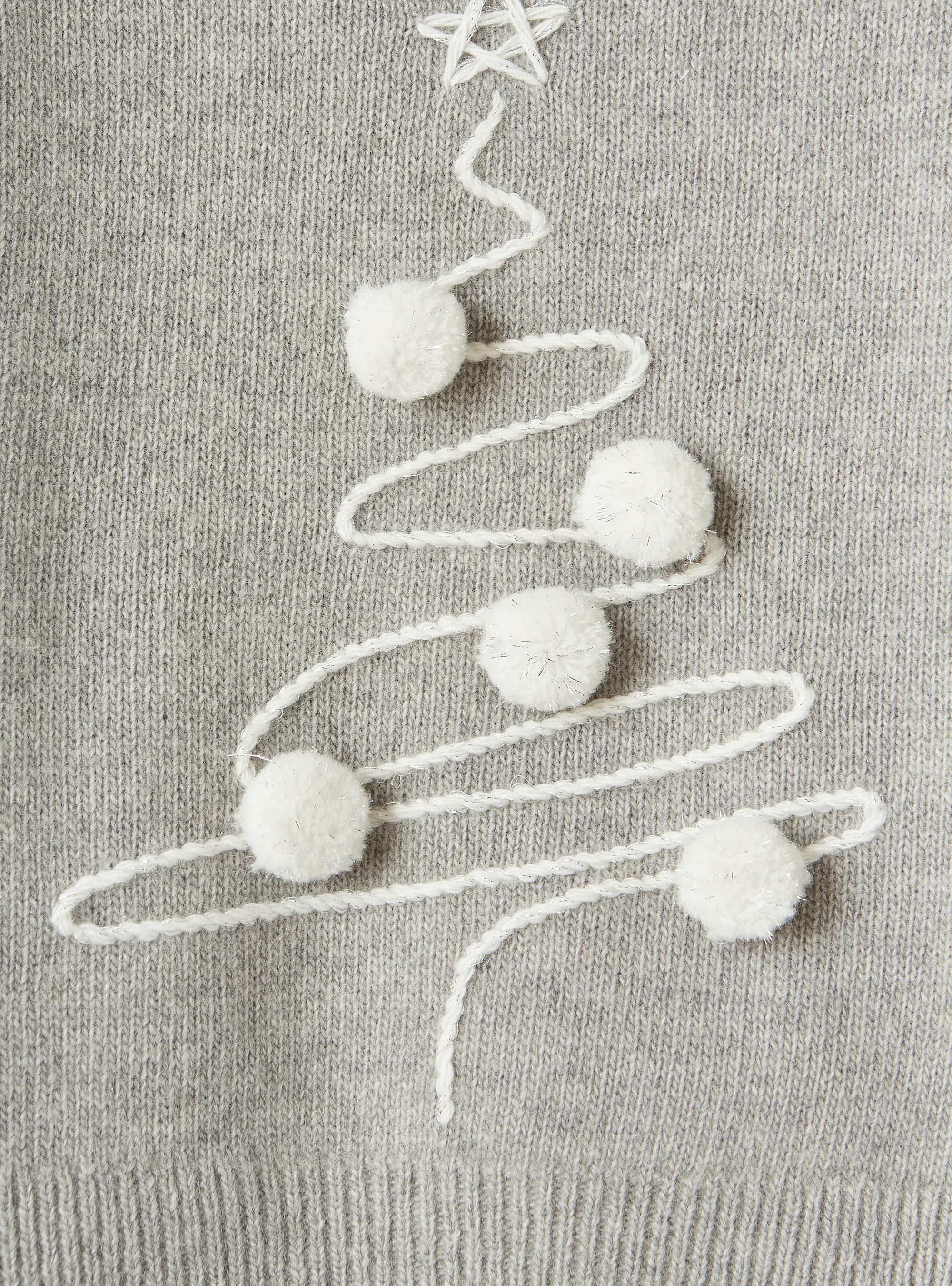 Pullover mit aufgesticktem Weihnachtsbaum - Grau | Il Gufo