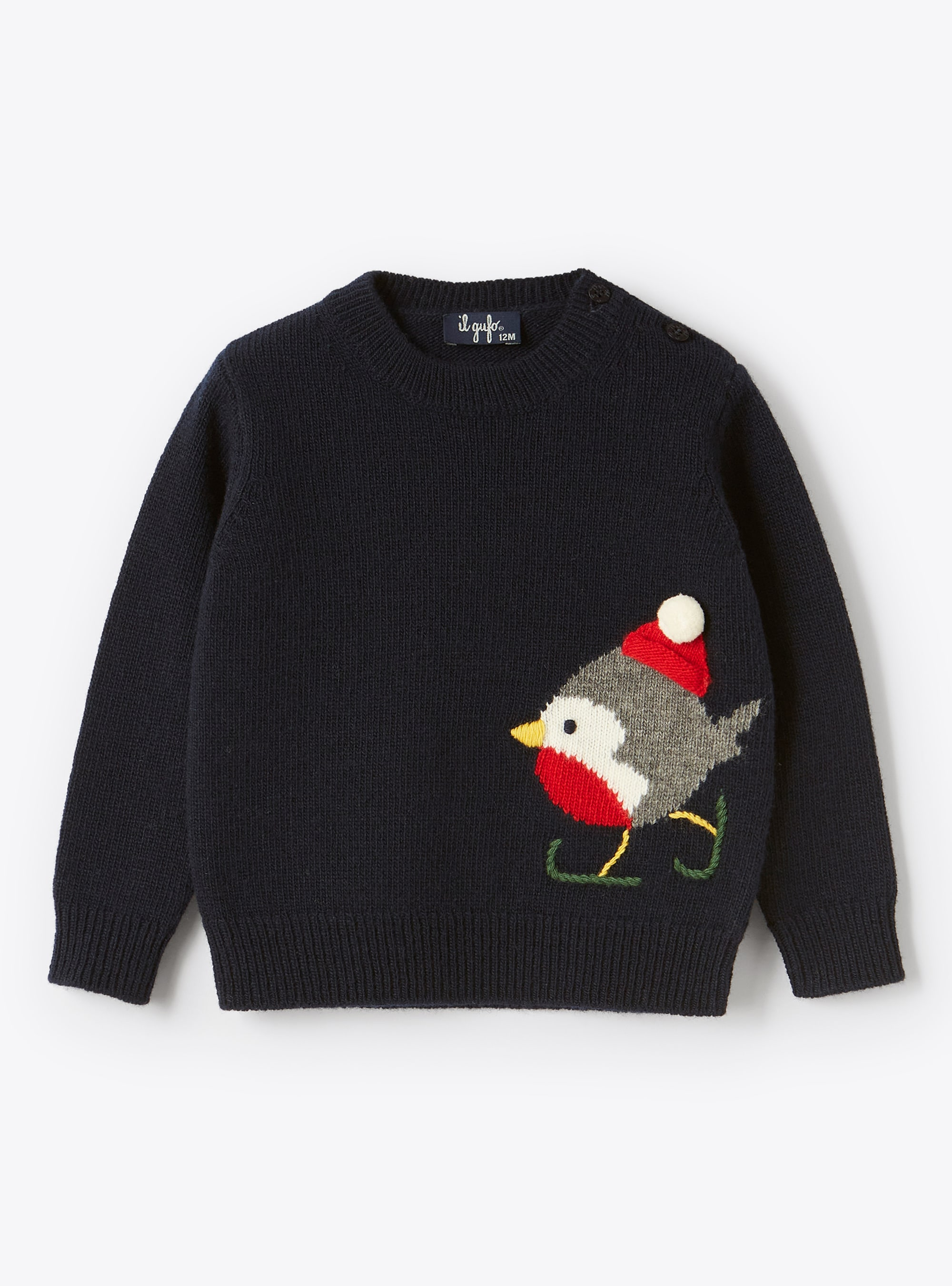 Christmas robin wool sweater - Sweaters - Il Gufo