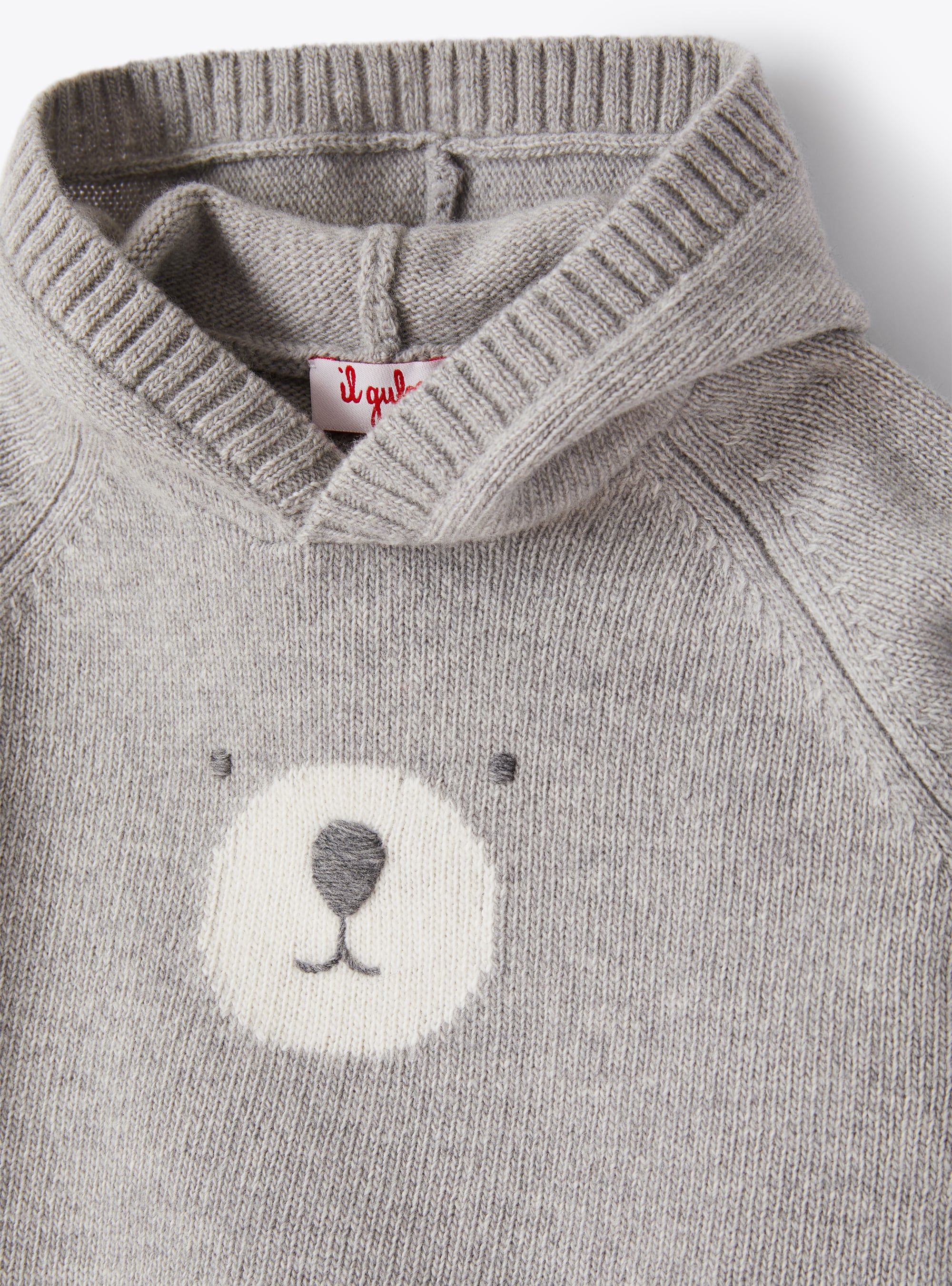 Bear face hooded sweater - Grey | Il Gufo