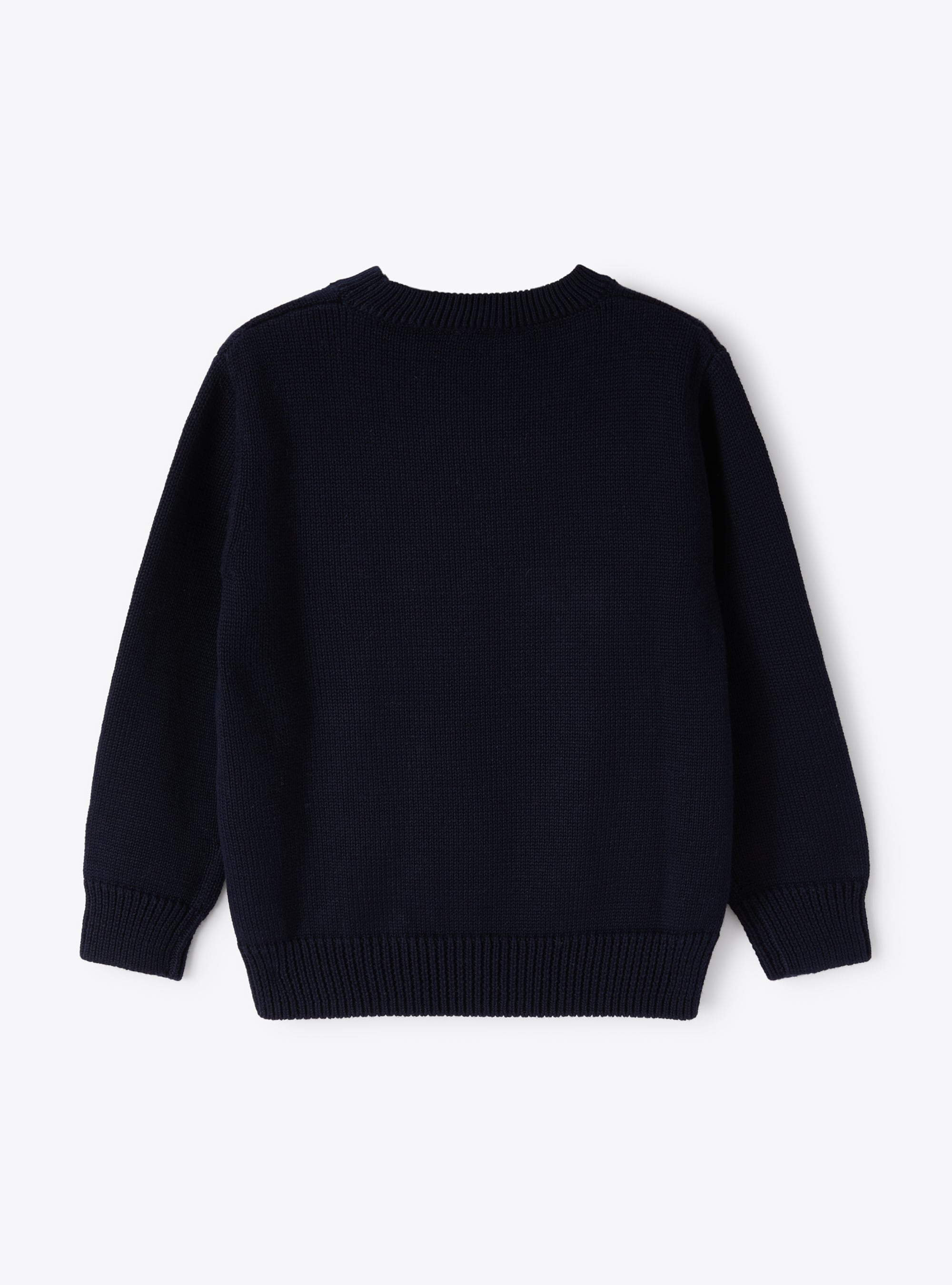 Bear motif navy cotton sweater - Blue | Il Gufo