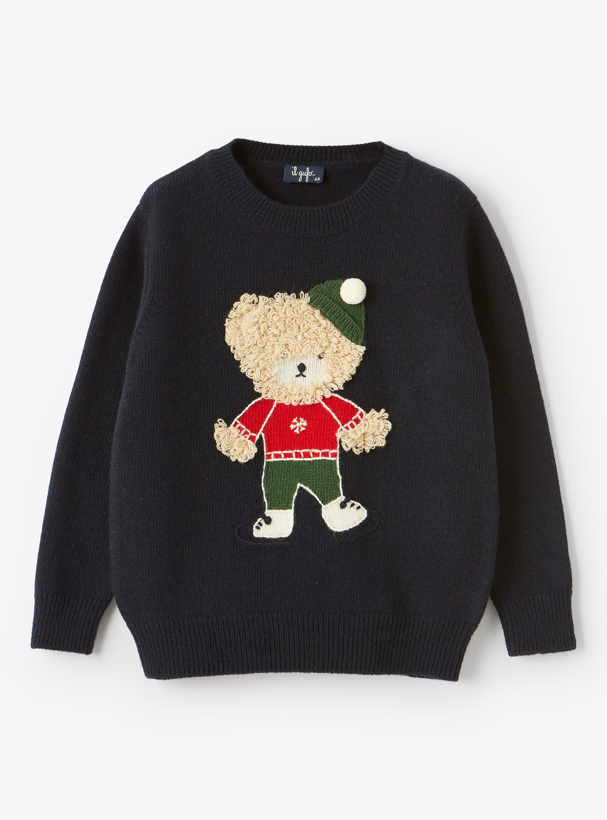 Skating bear wool sweater - Blue | Il Gufo