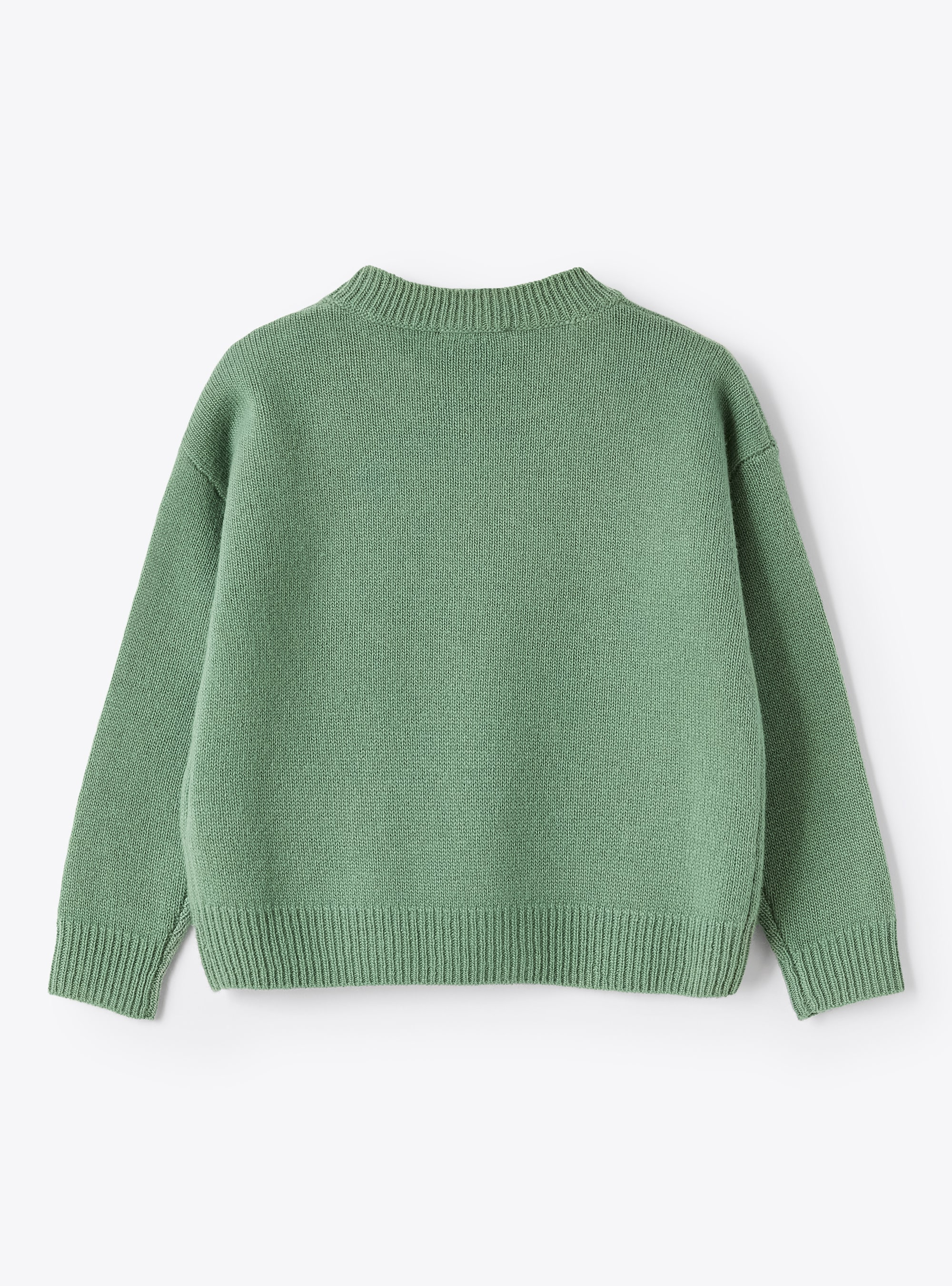 Flower embroidery green sweater - Green | Il Gufo
