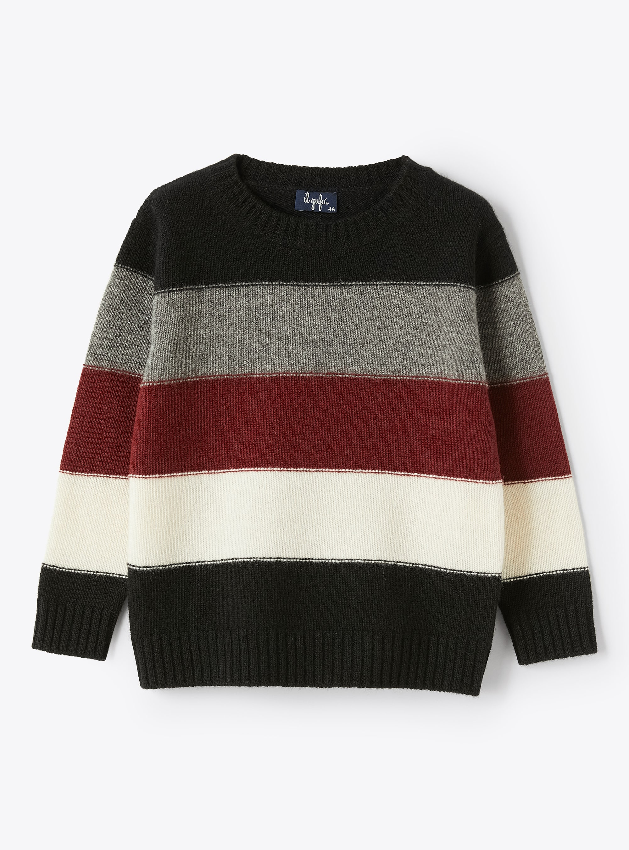 Colour-block wool sweater - Black | Il Gufo
