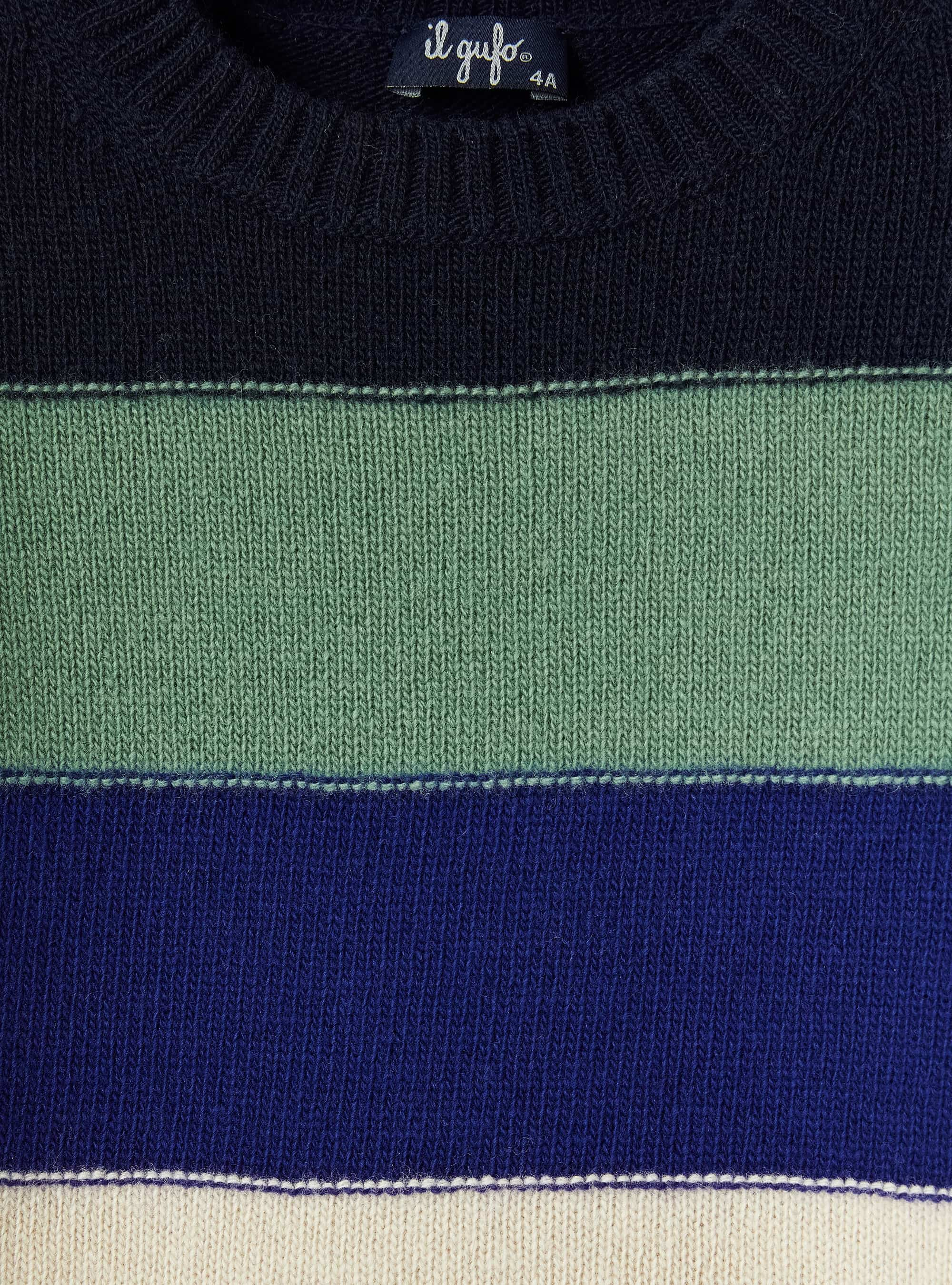 Maglia in lana a blocchi di colore - Blu | Il Gufo