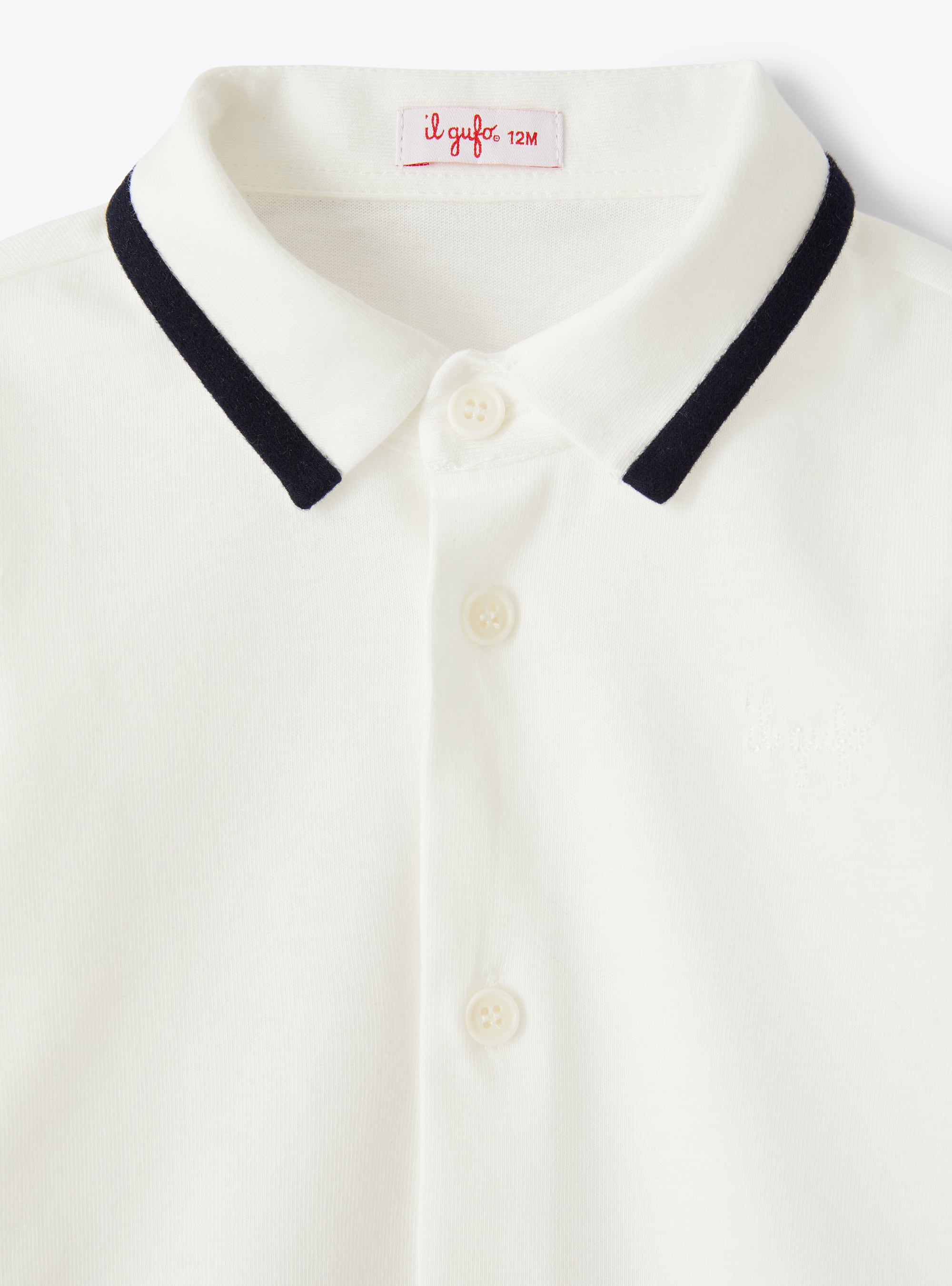 Navy trim shirt-style bodysuit - White | Il Gufo
