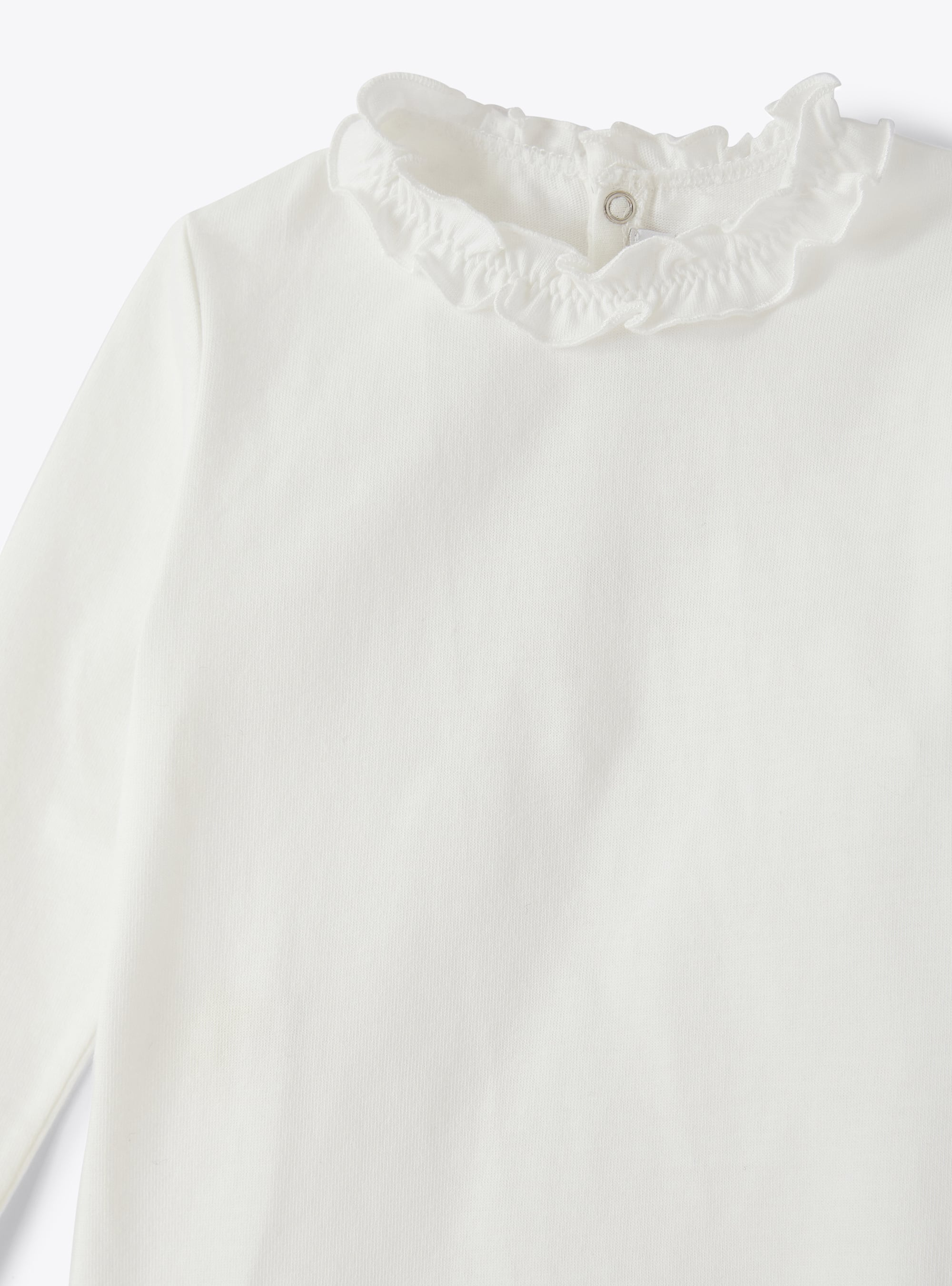 Lettuce edge cotton jersey bodysuit - White | Il Gufo