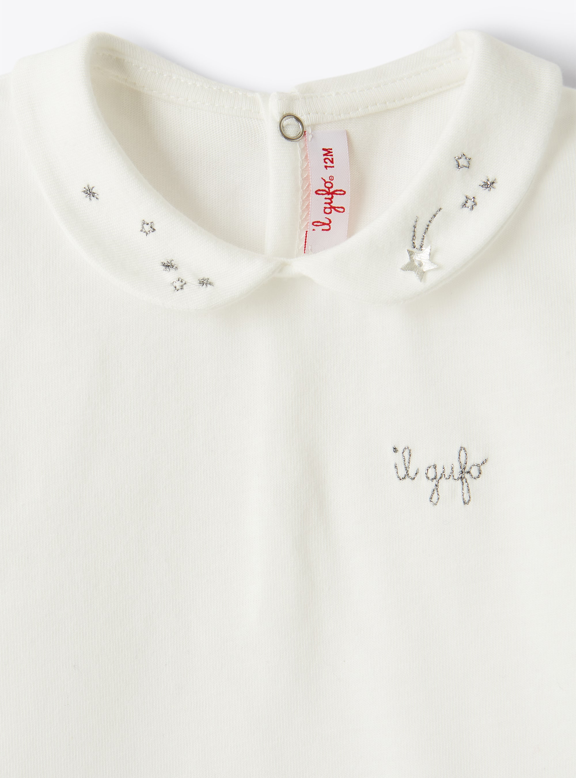 Cotton jersey bodysuit with stars - White | Il Gufo