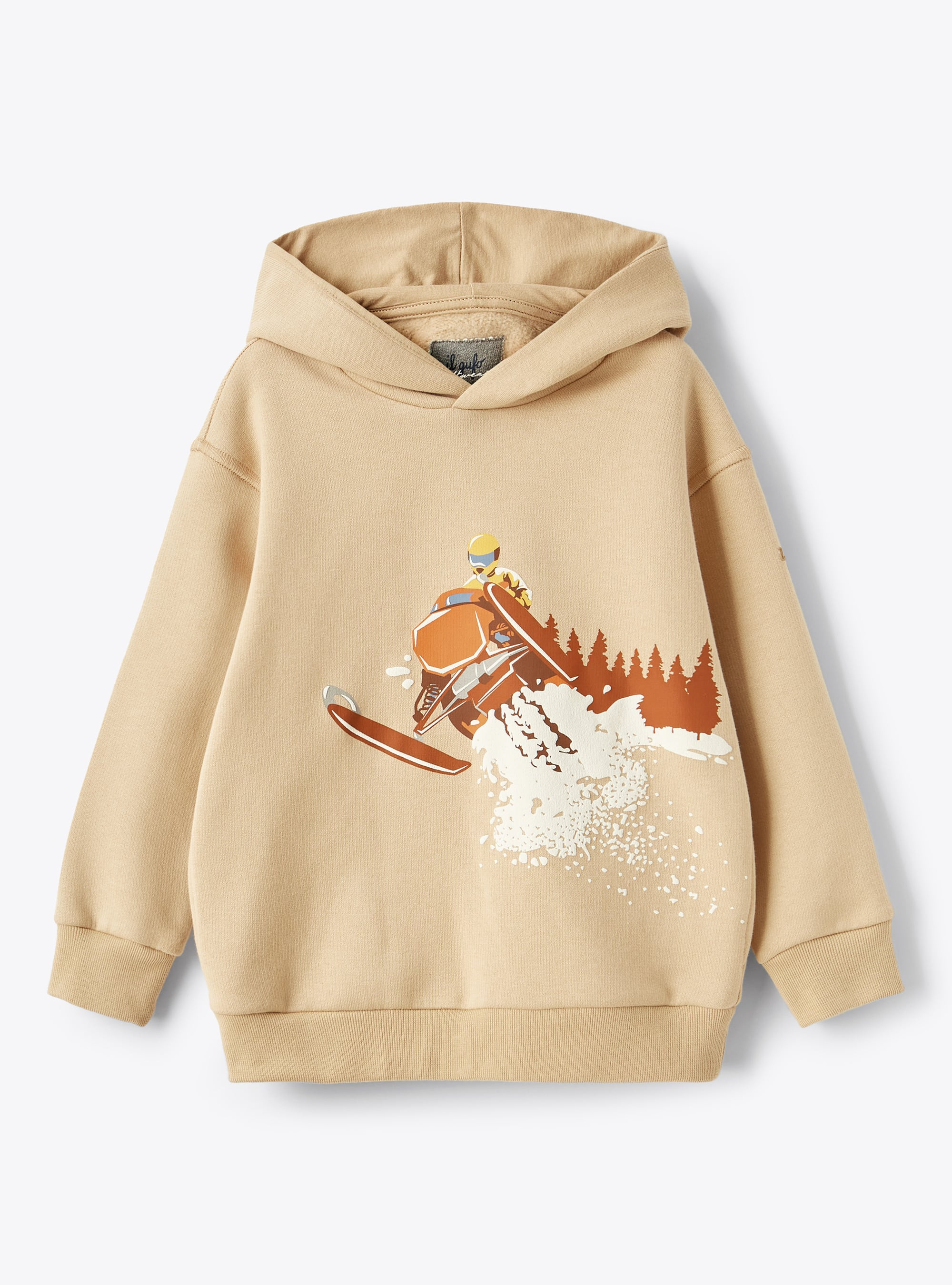 Snowmobile print hoodie - Beige | Il Gufo