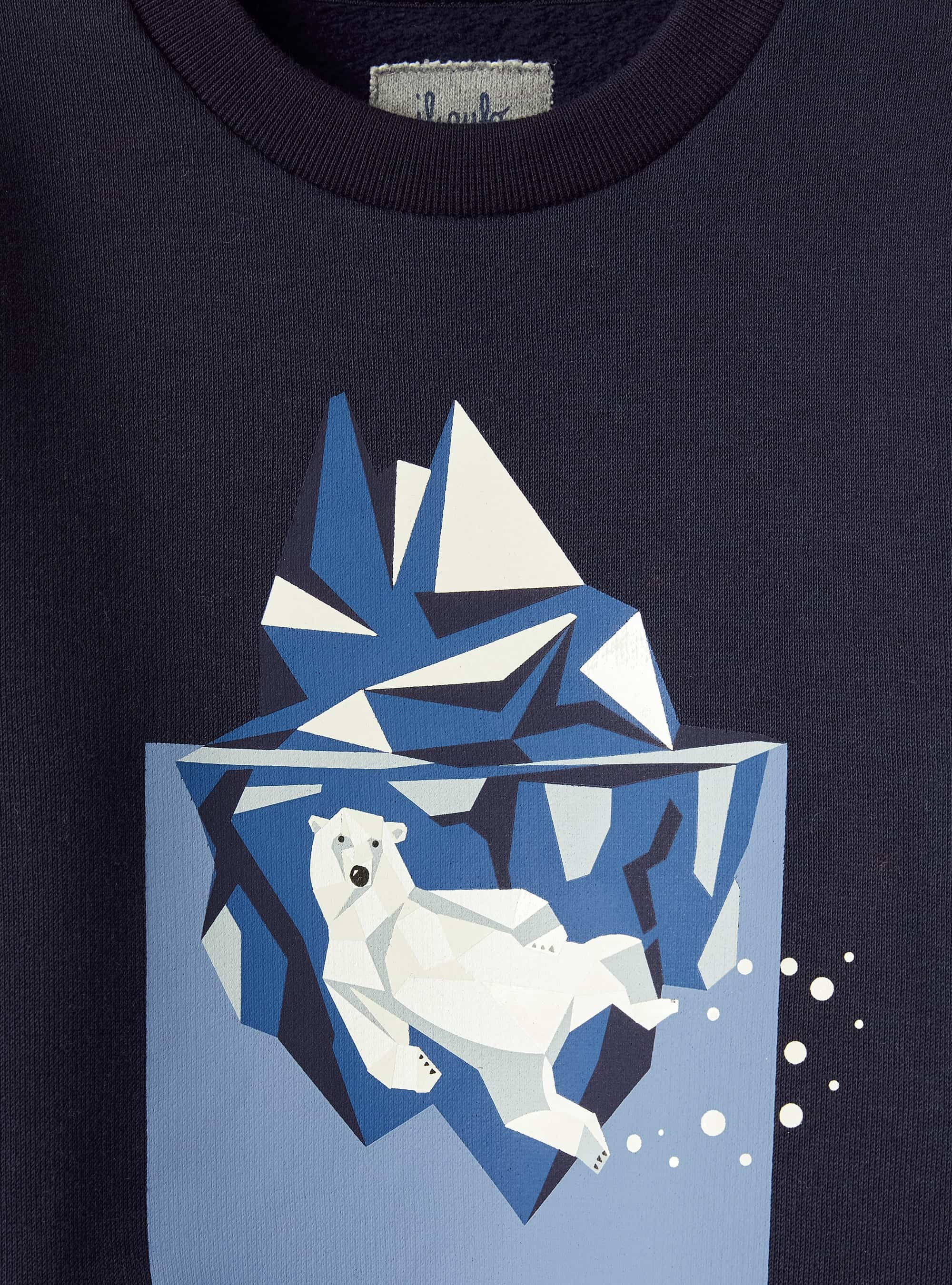 Polar bear print sweatshirt - Blue | Il Gufo