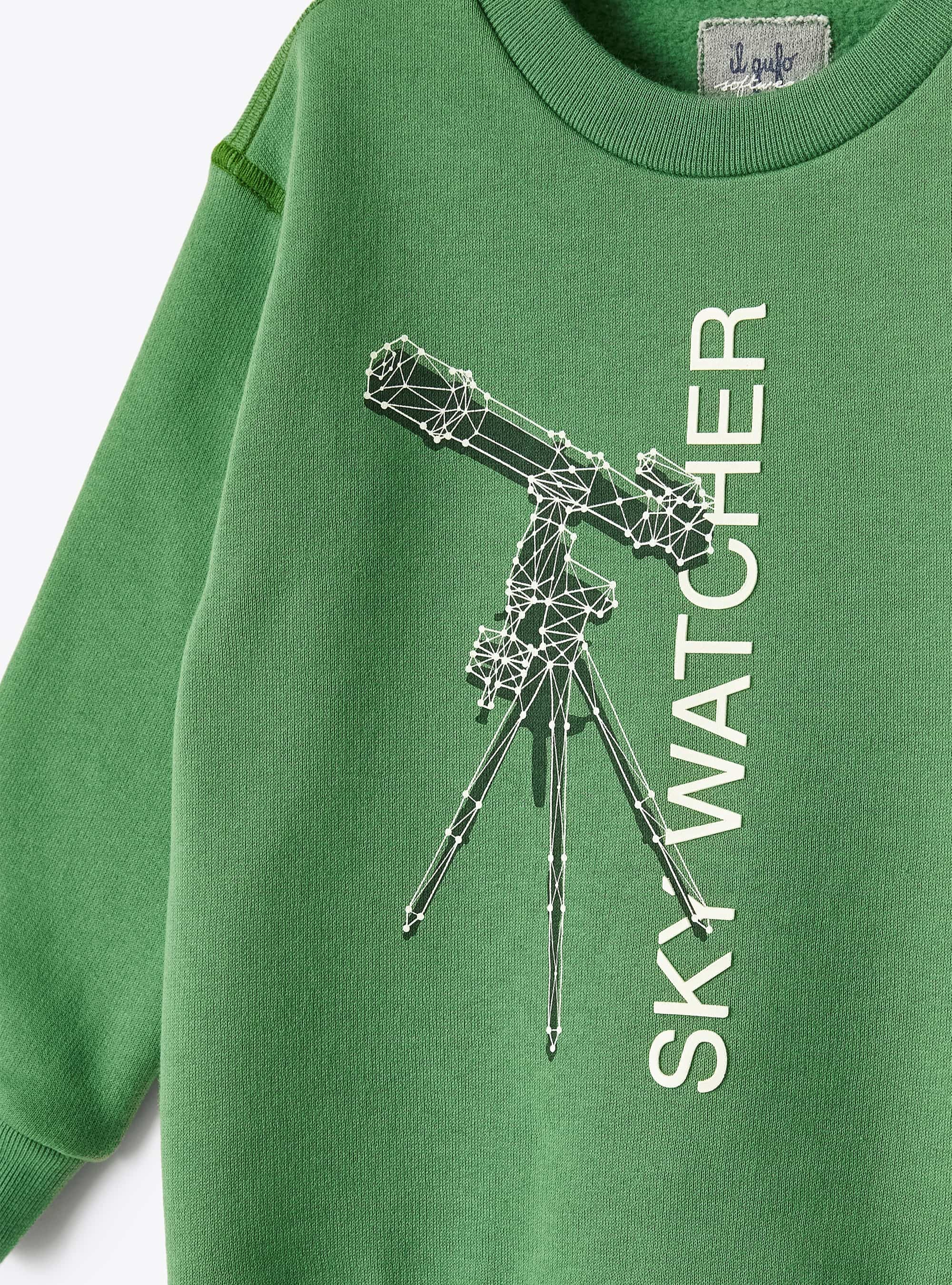 Sweat-shirt avec imprimé SKY WATCHER - Vert | Il Gufo