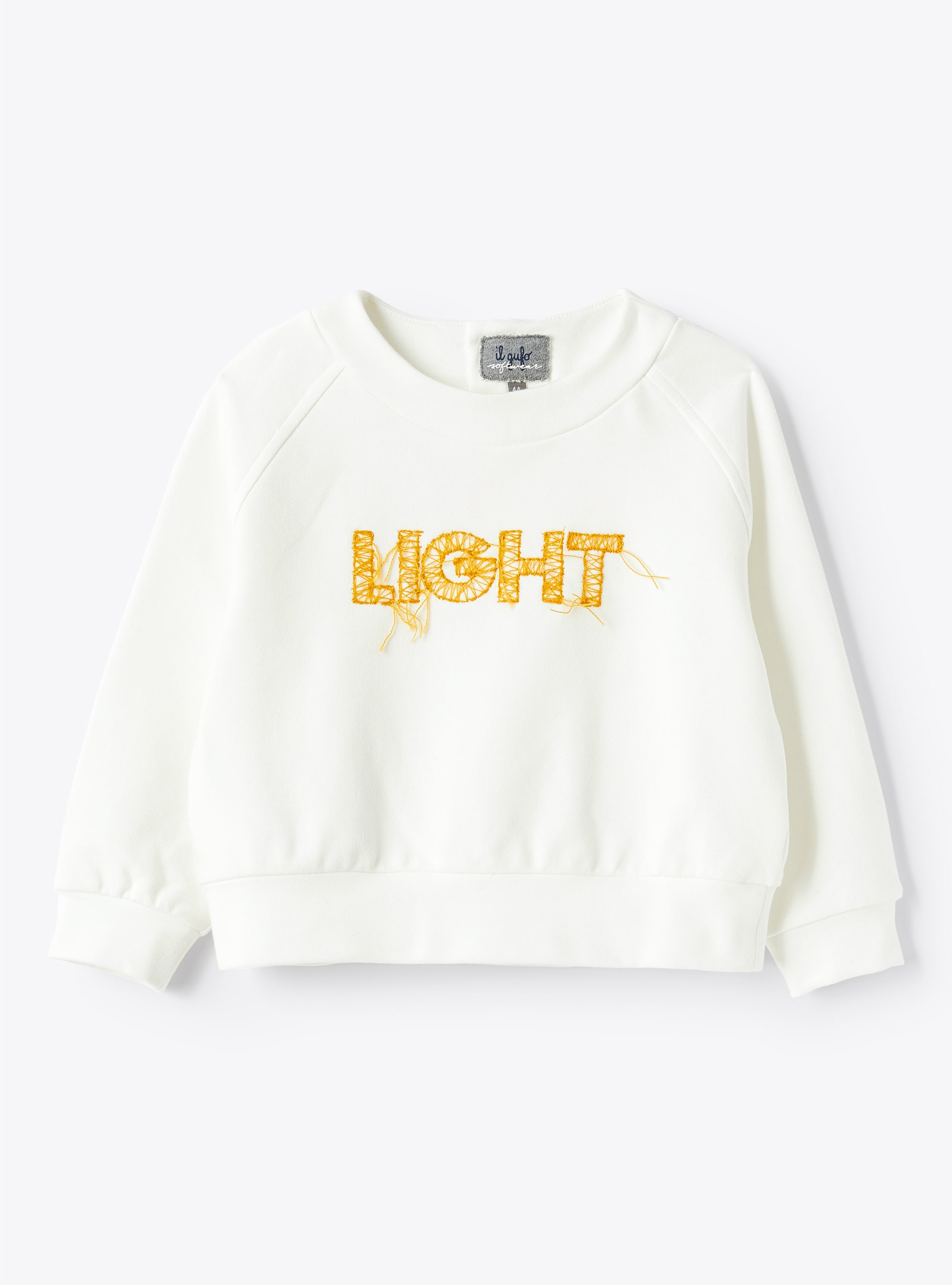 Boxy sweatshirt with LIGHT embroidery - White | Il Gufo