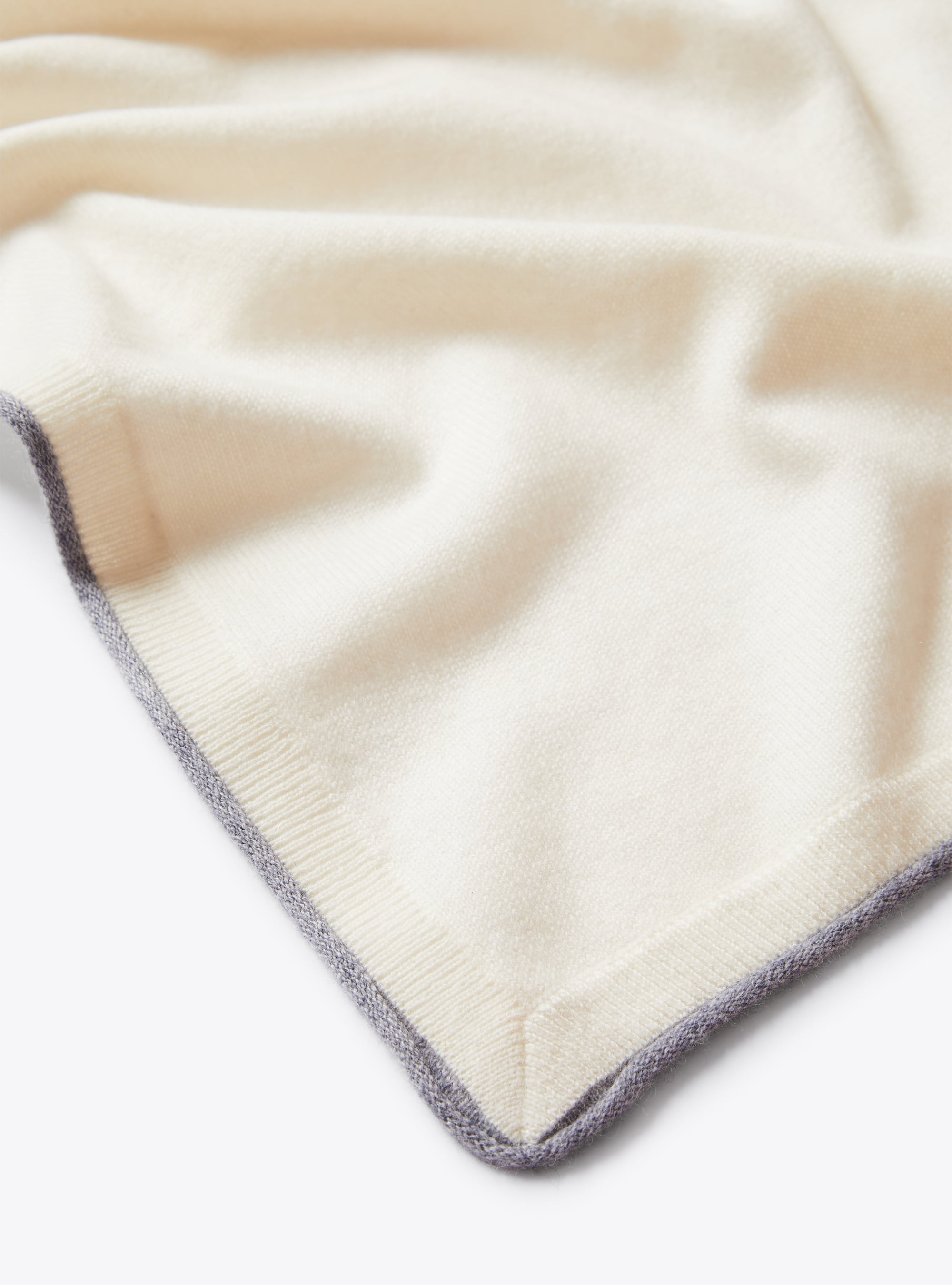 Кашемировое одеяло с серой окантовкой - БЕЛЫЙ | Il Gufo