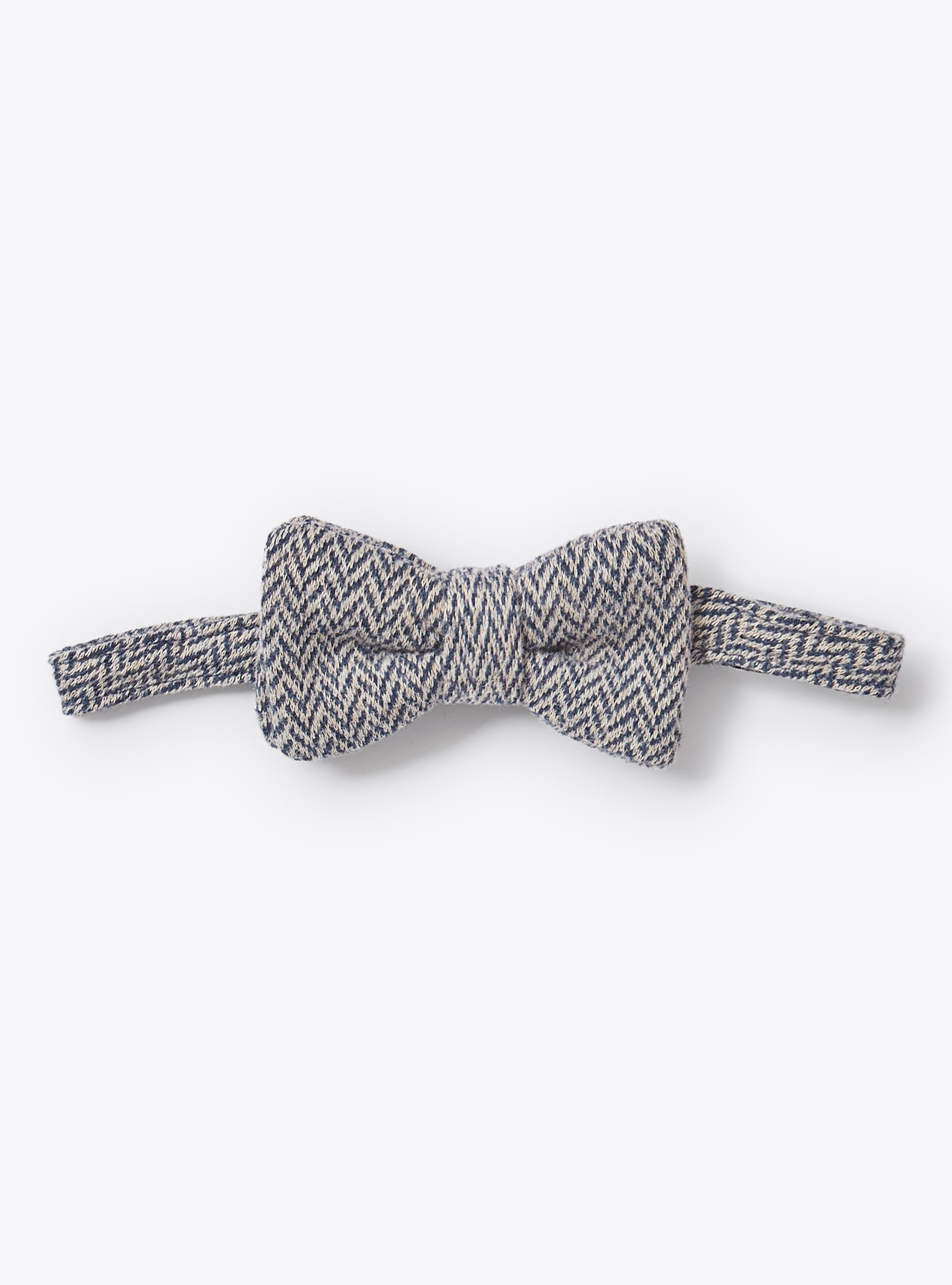 Herringbone cotton bow tie - Blue | Il Gufo