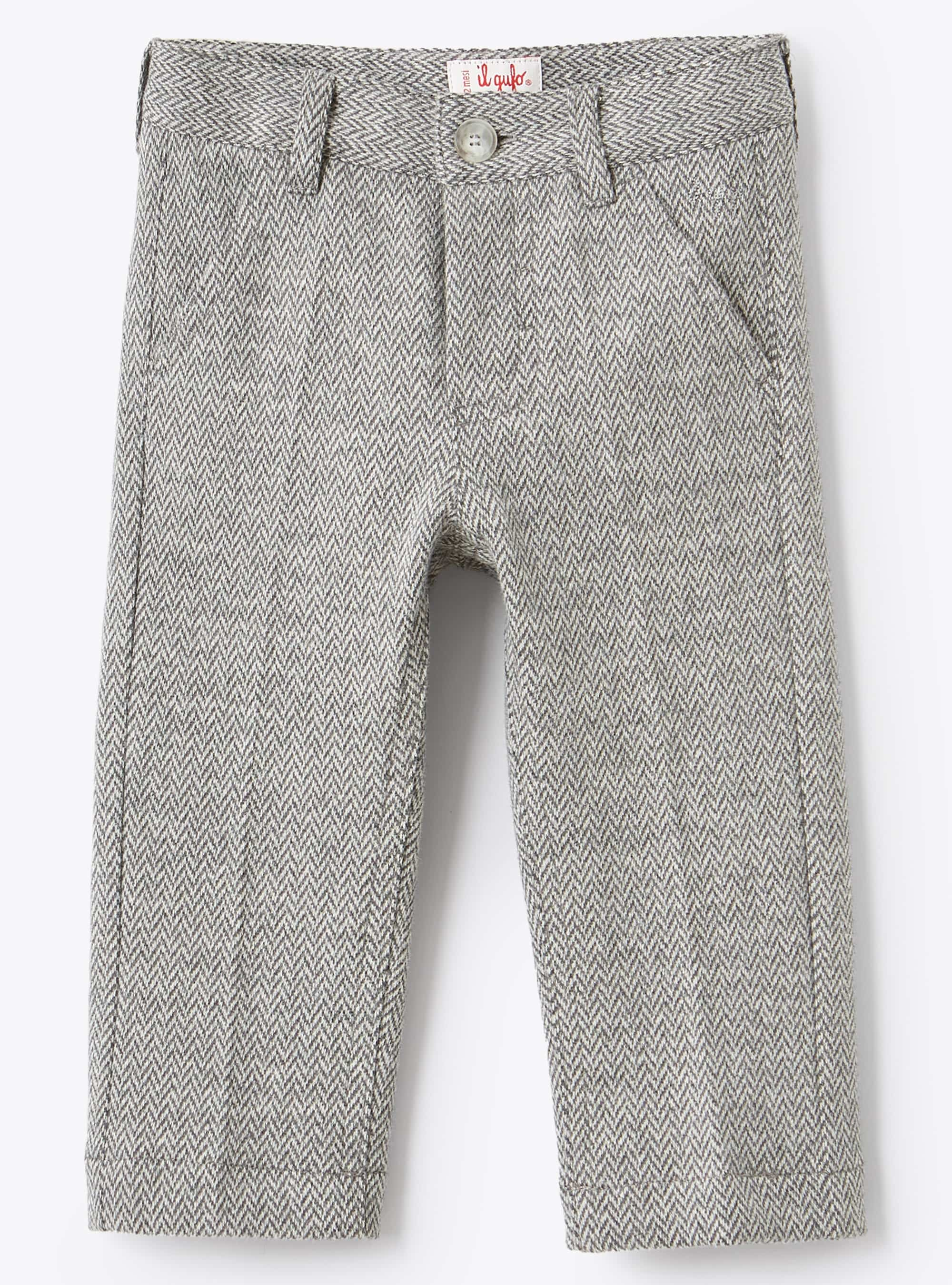 Baby herringbone cotton trousers - Grey | Il Gufo