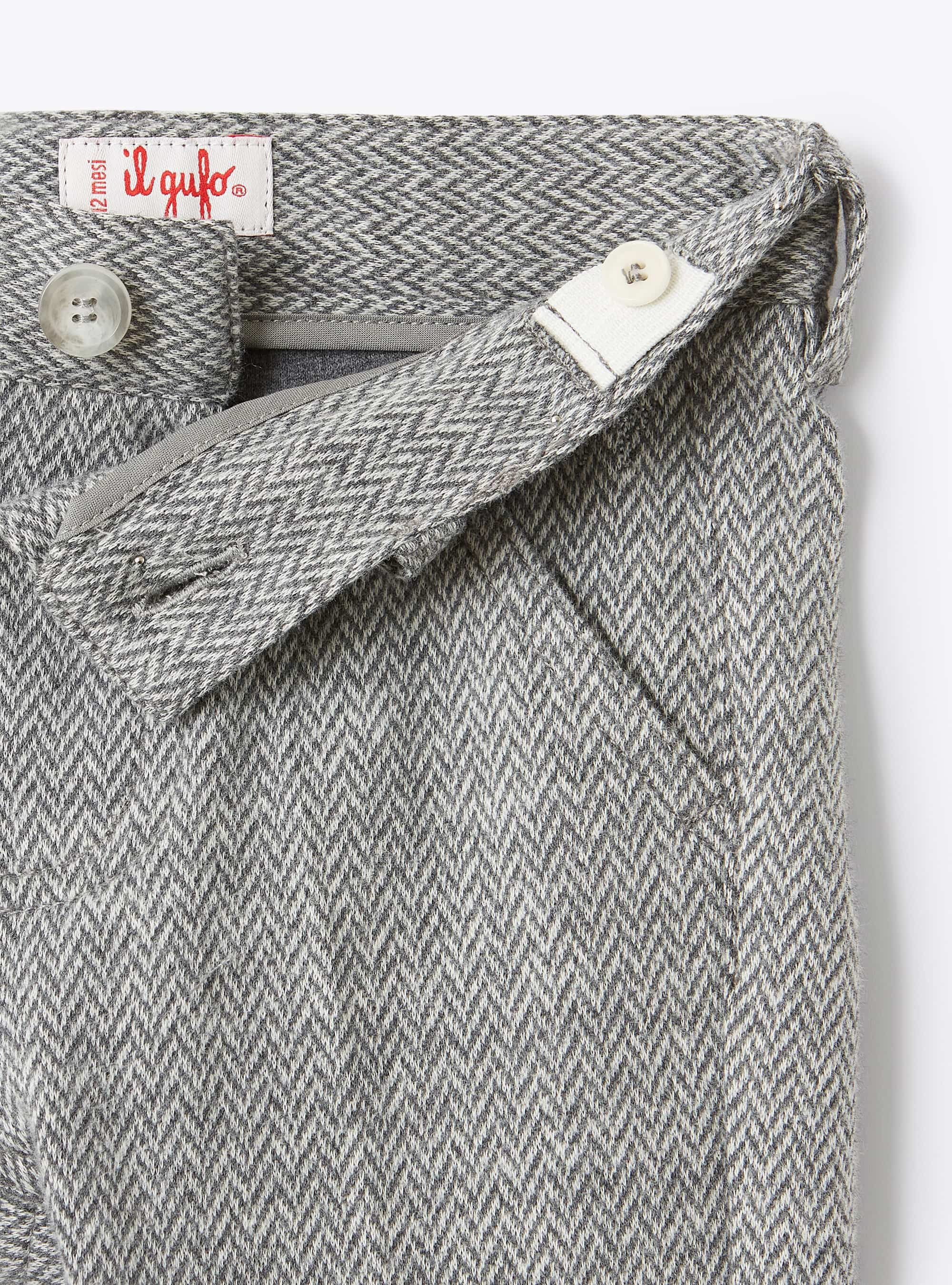 Baby herringbone cotton trousers - Grey | Il Gufo