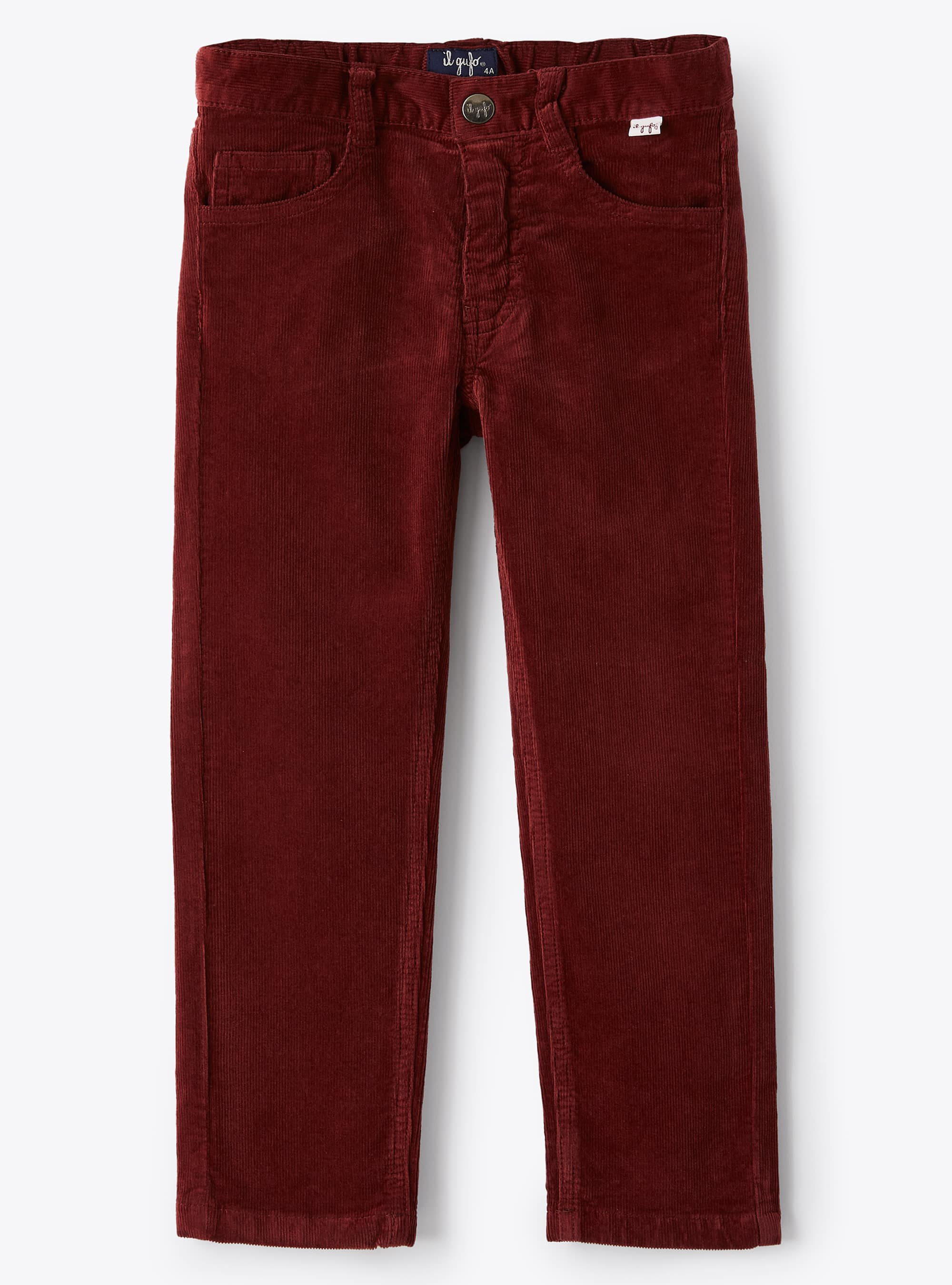 Pantalone regular fit in velluto bordeaux - Pantaloni - Il Gufo