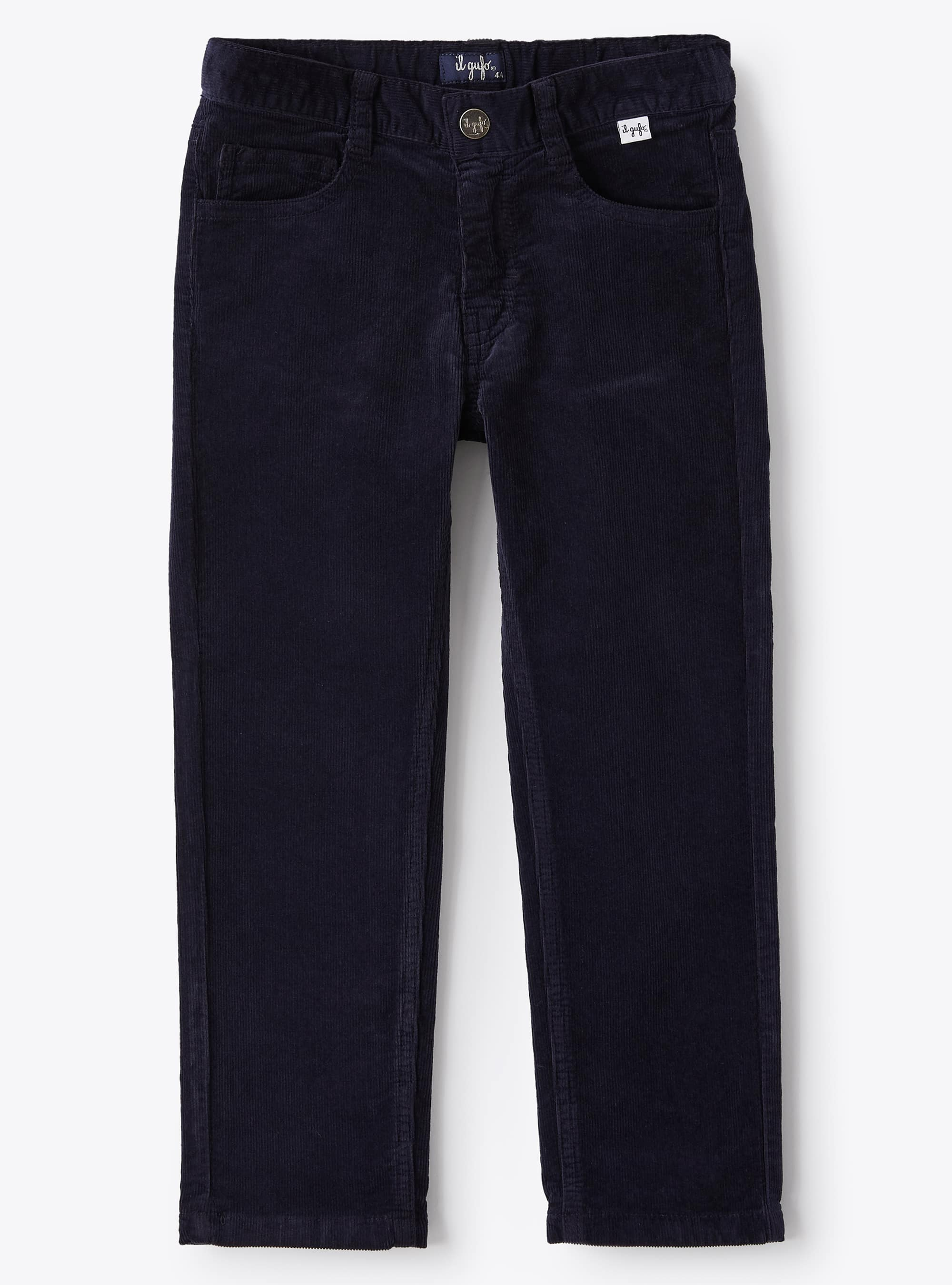 Pantalone regular fit in velluto blu - Pantaloni - Il Gufo