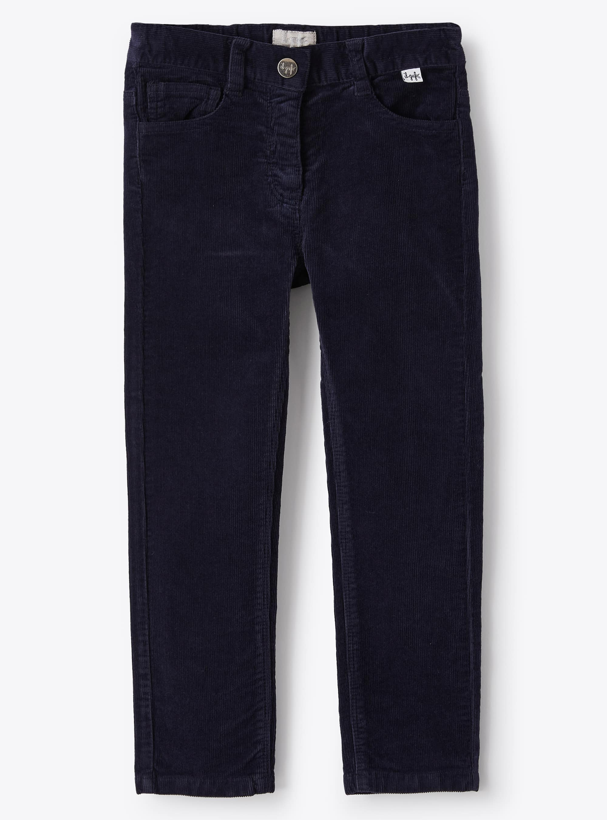 Slim fit navy corduroy trousers - Blue | Il Gufo