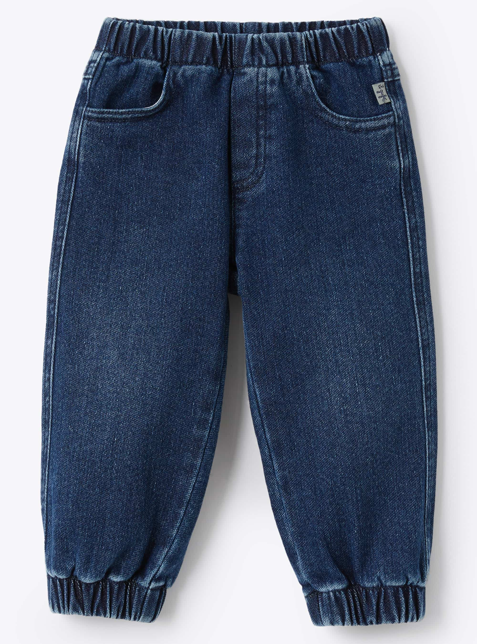 Baby boys' jeans with elasticated cuffs - Blue | Il Gufo
