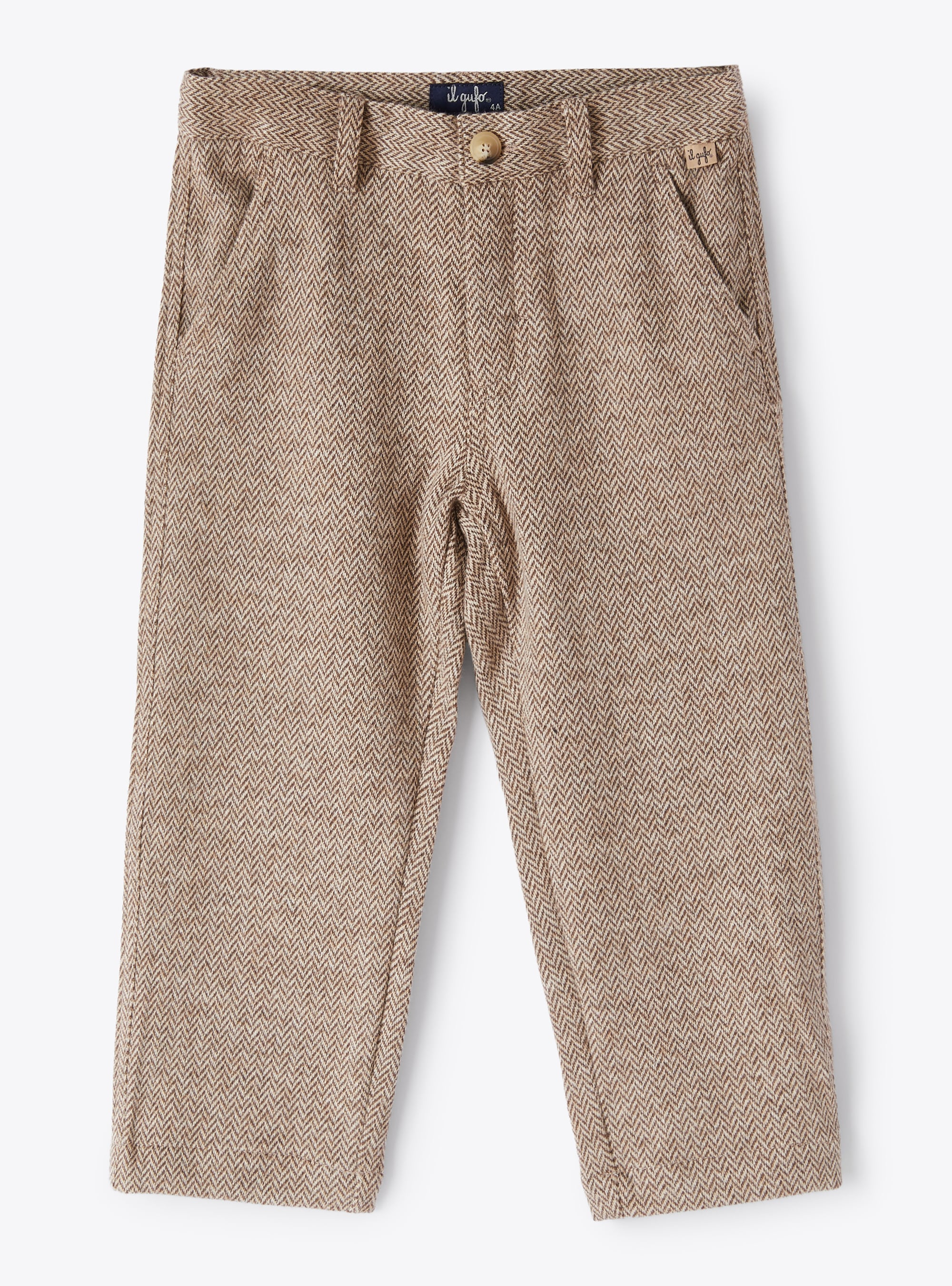 Cotton herringbone trousers - Brown | Il Gufo