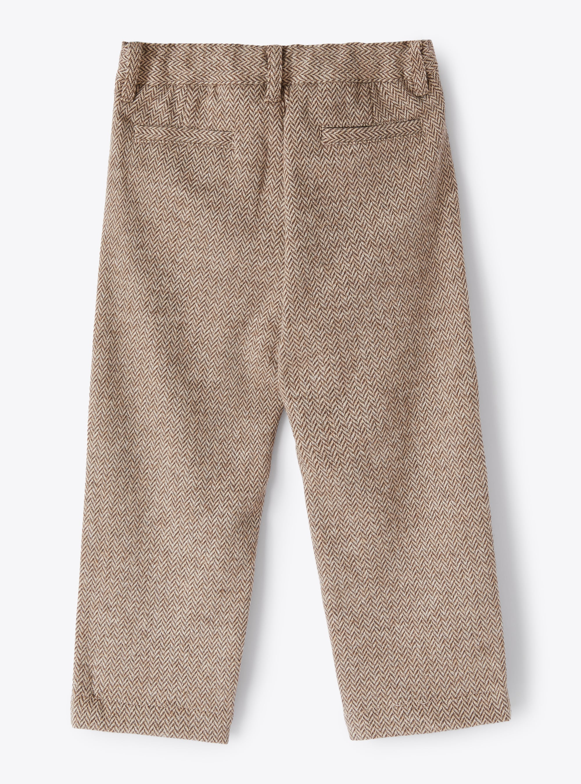 Pantaloni in cotone a spina di pesce - Marrone | Il Gufo