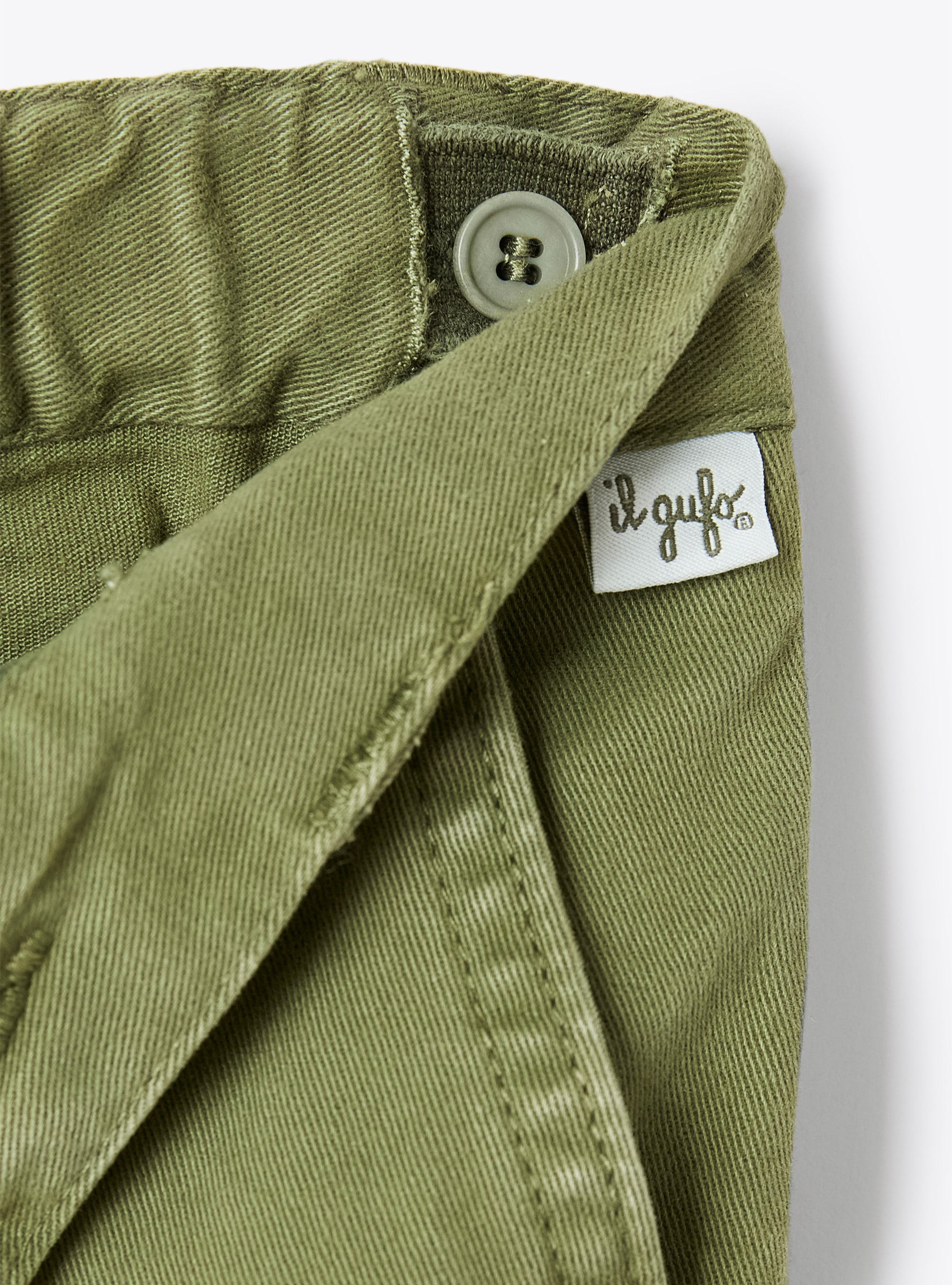 Fir green cotton cargo trousers - Green | Il Gufo