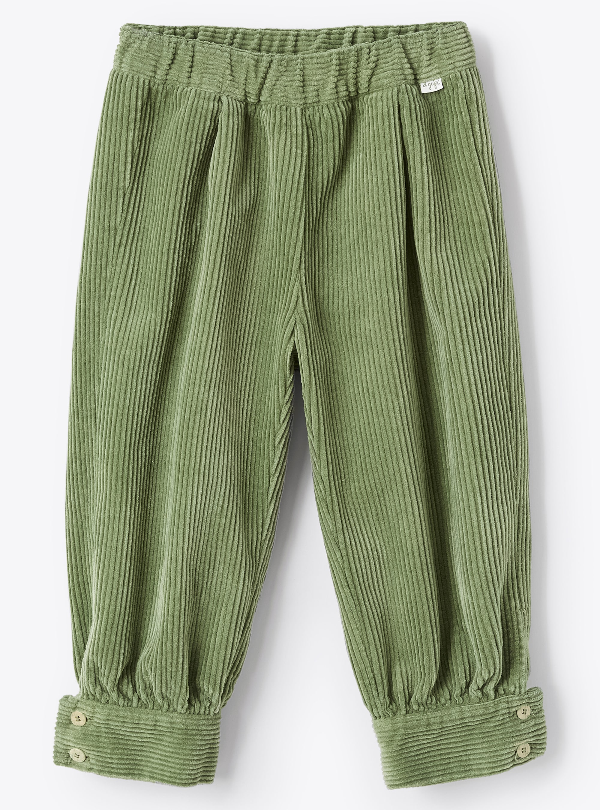 Pantaloni in velluto verde con polsini - Verde | Il Gufo