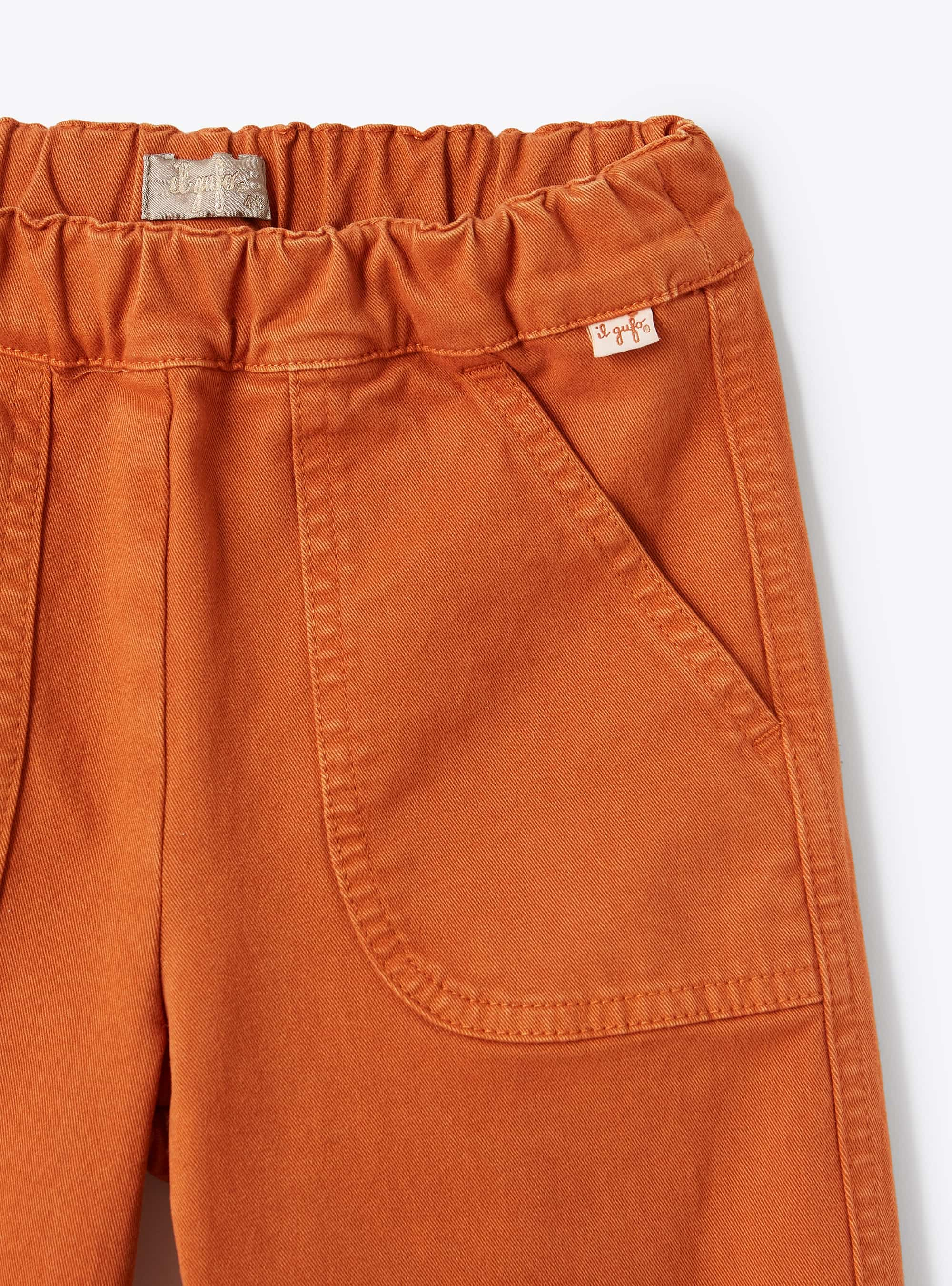 Orange gabardine baggy trousers - Orange | Il Gufo
