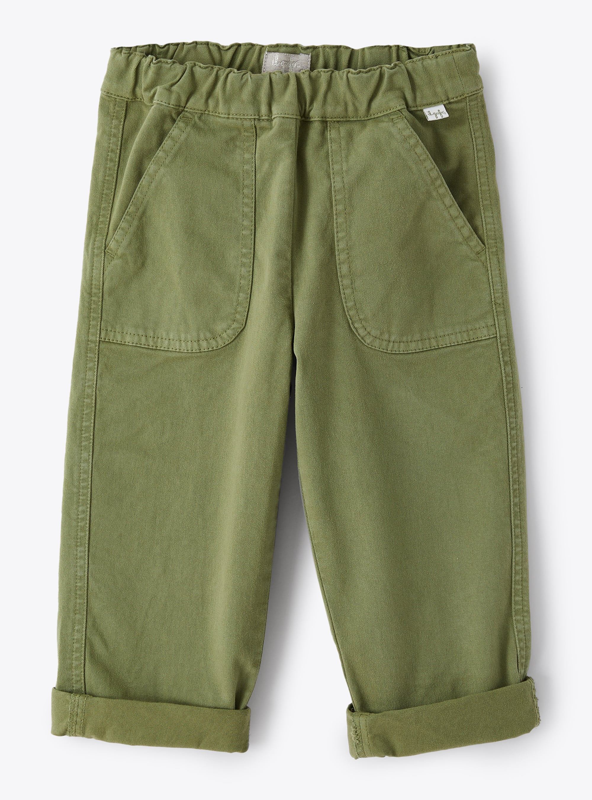 Pantalon baggy en gabardine vert - Pantalons - Il Gufo