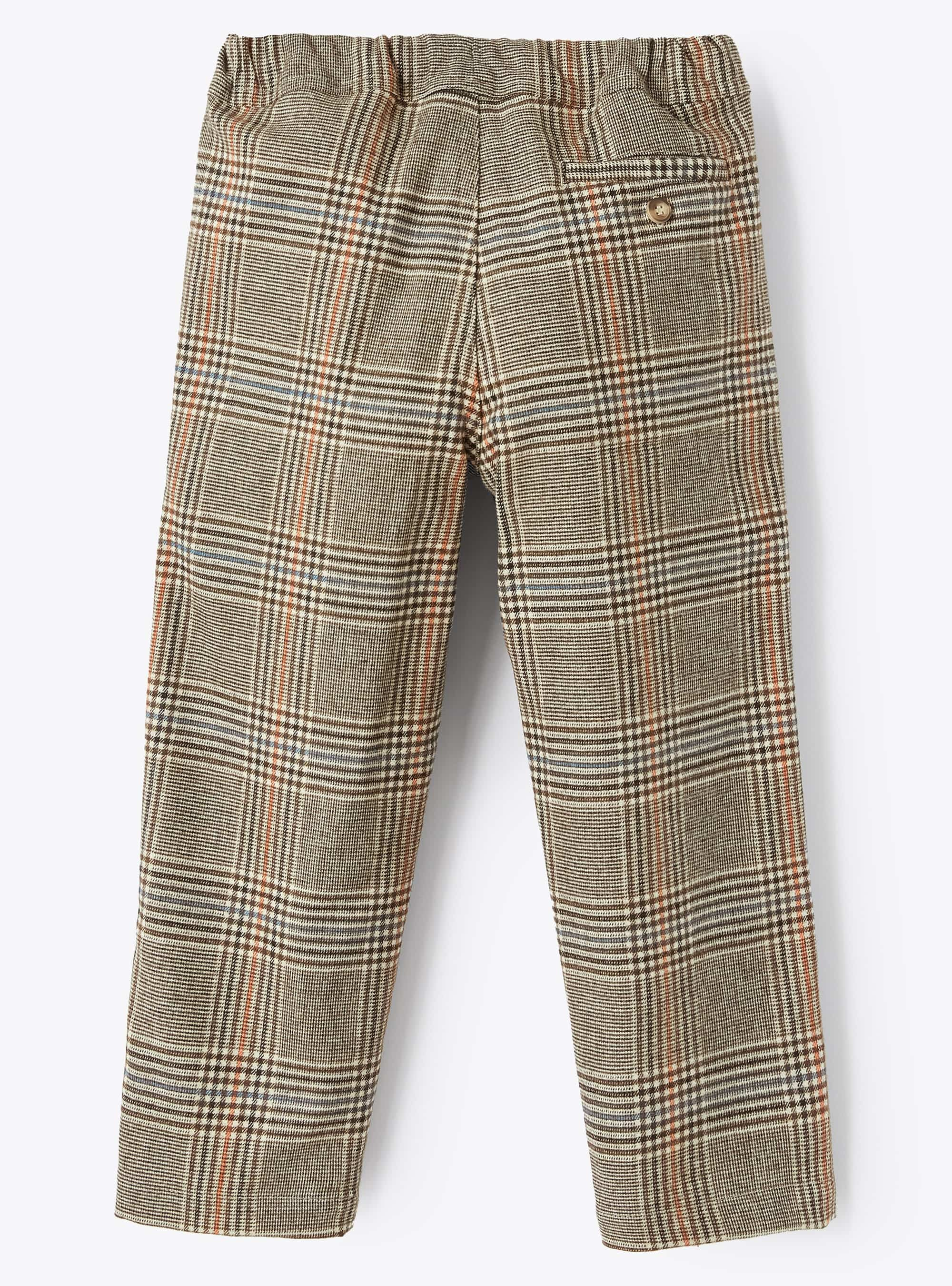 Pantalone regular fit a quadri - Marrone | Il Gufo