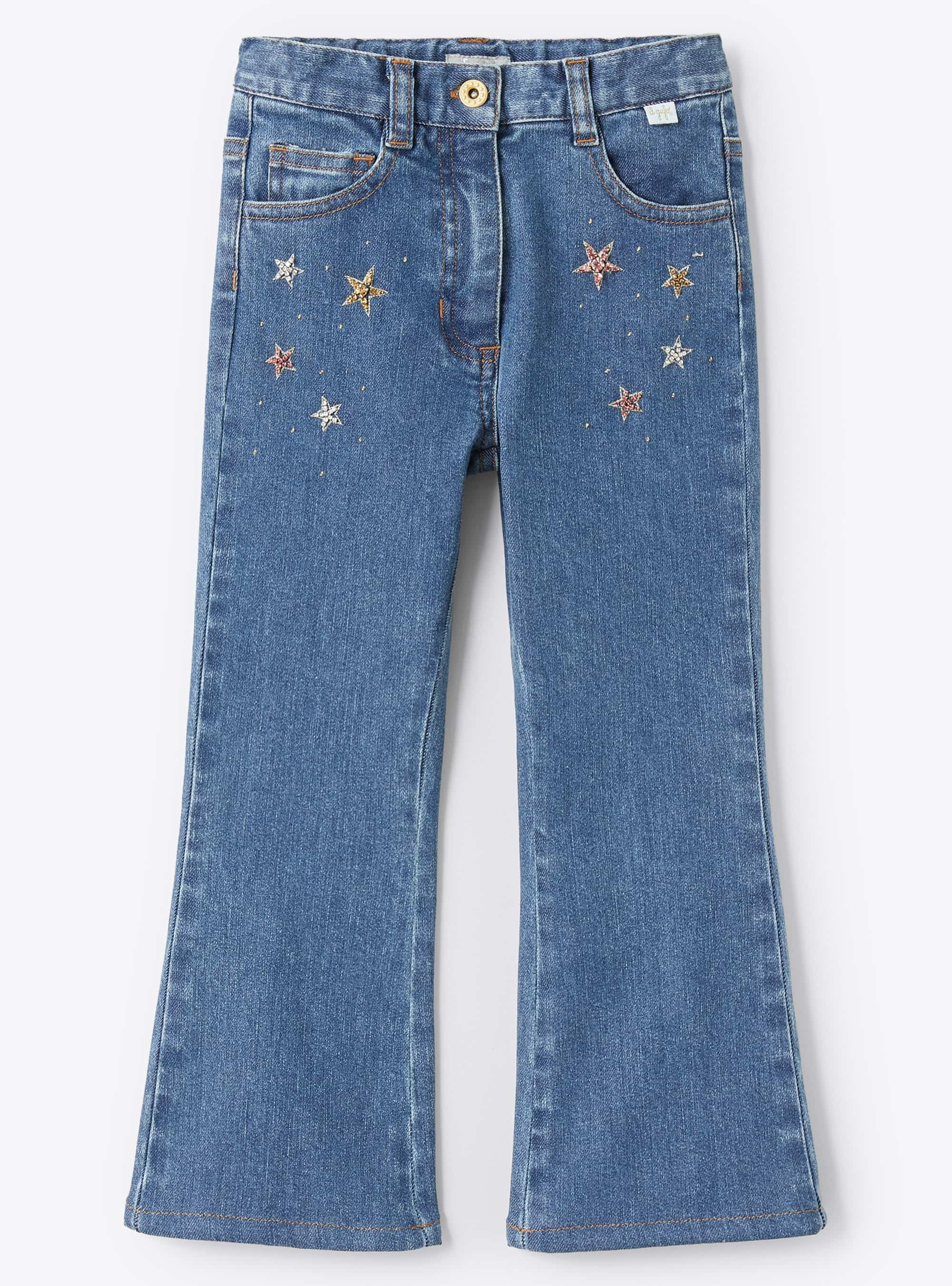 Flare jeans with bead decorations - Blue | Il Gufo