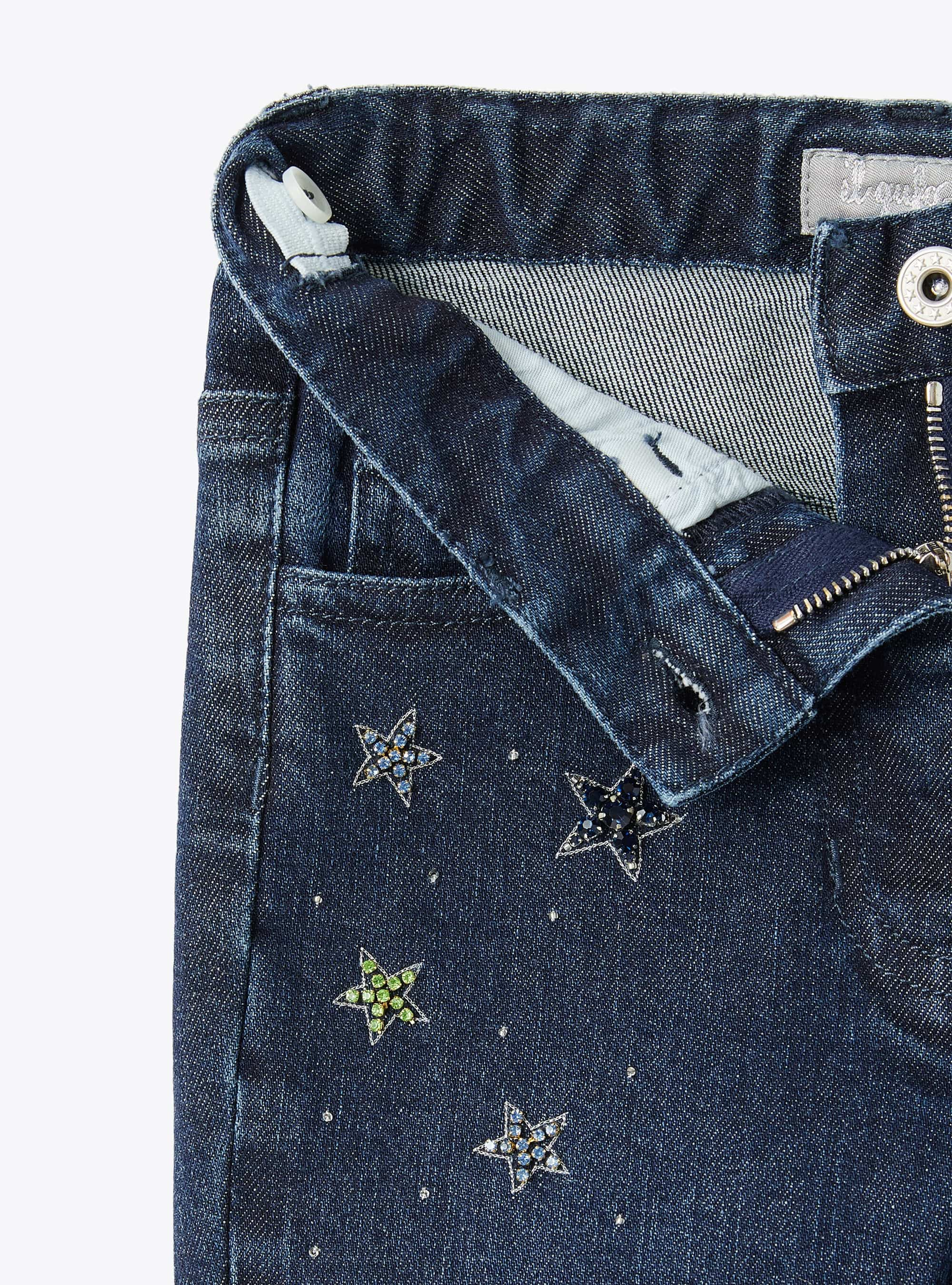 Flare jeans with bead decorations - Blue | Il Gufo